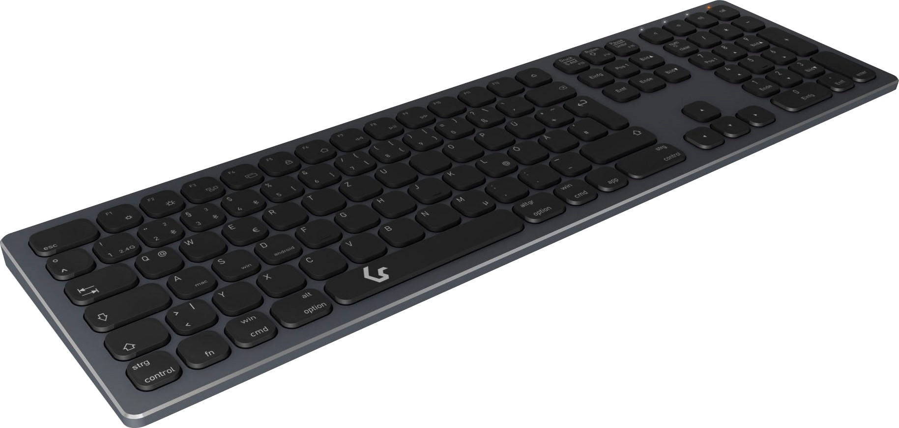 ICY BOX Wireless-Tastatur »ICY BOX Full-Size Aluminium DE Layout«, Bluetooth & RF