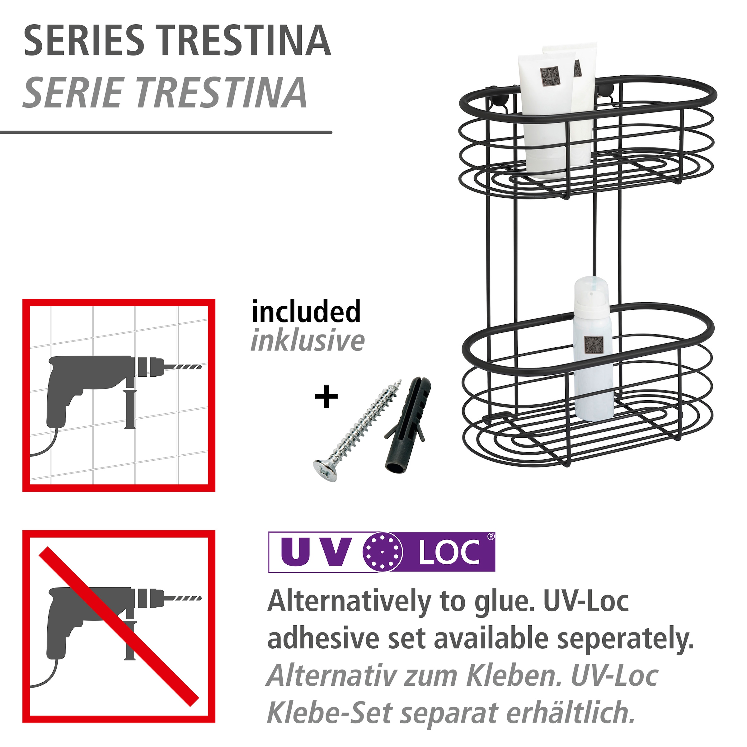 WENKO Badregal »Trestina«, 2 Etagen, aus rostfreiem Edelstahl