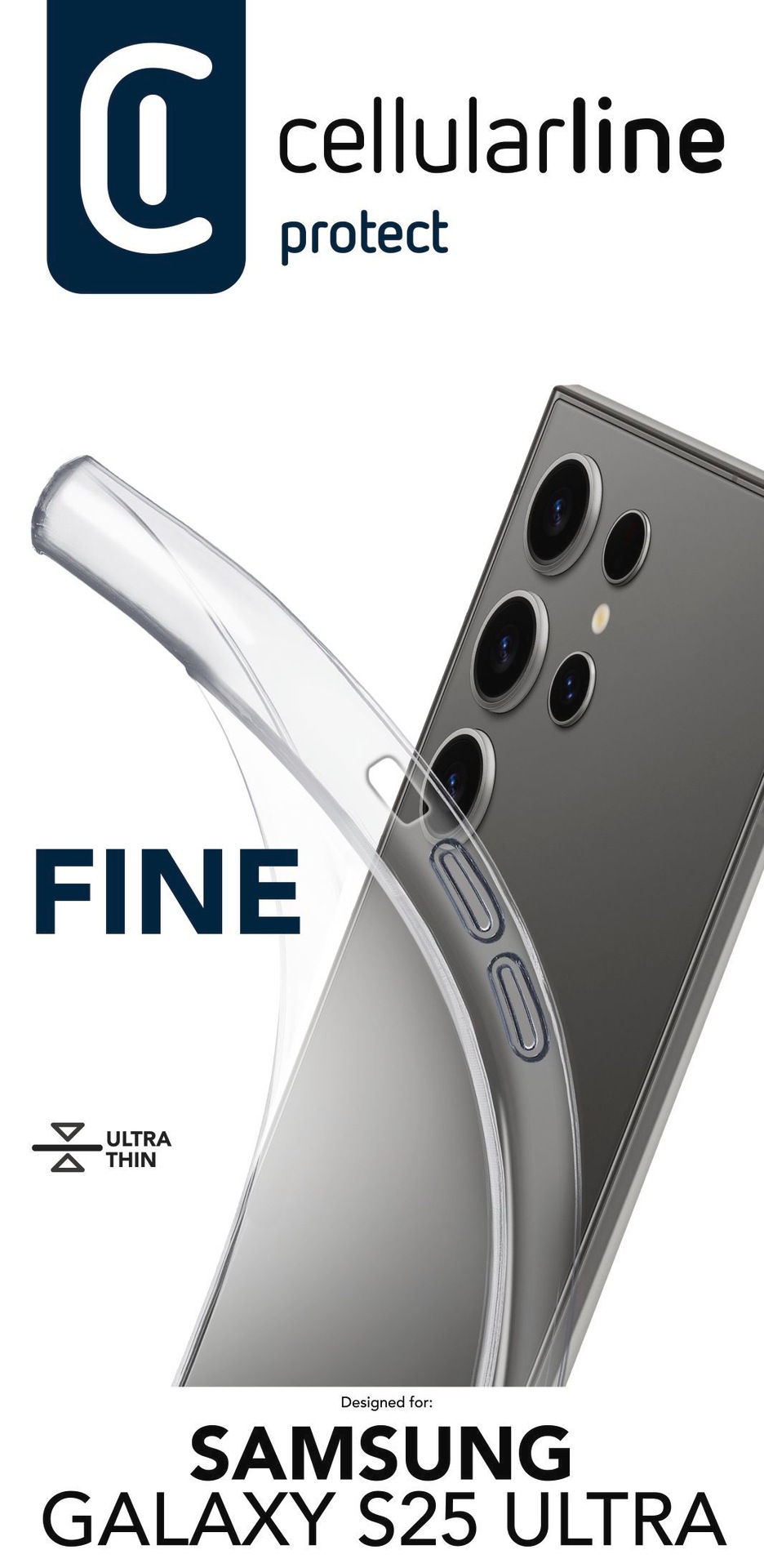 Cellularline Handyhülle »Fine Case für Samsung Galaxy S25 Ultra«, Backcover, Schutzhülle, Handyschutzhülle, Case, Schutzcase, stoßfest
