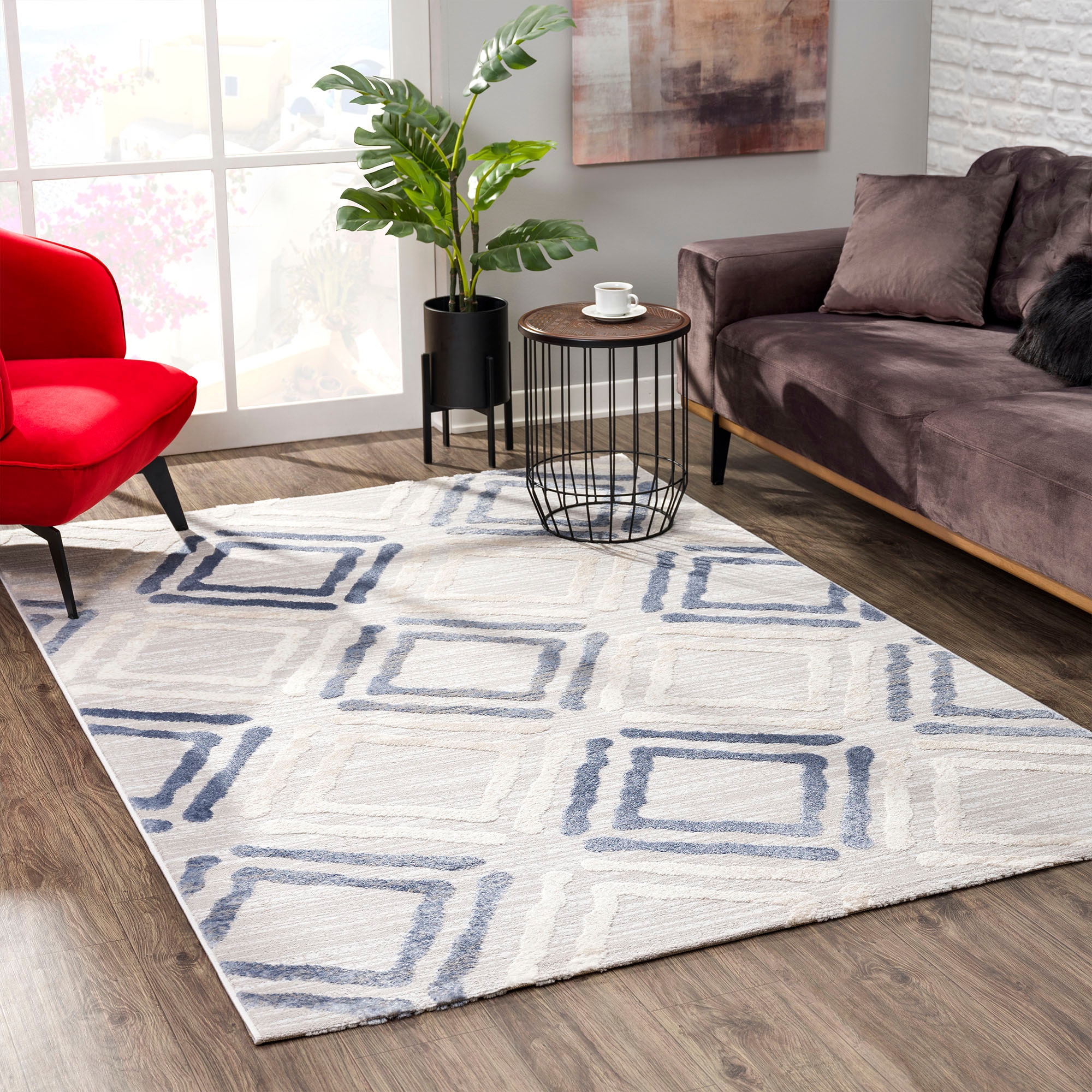 Sanat Teppich »Evra 7006«, rechteckig, 22 mm Höhe, Wohnzimmer, Kurzflor, modern, Läufer