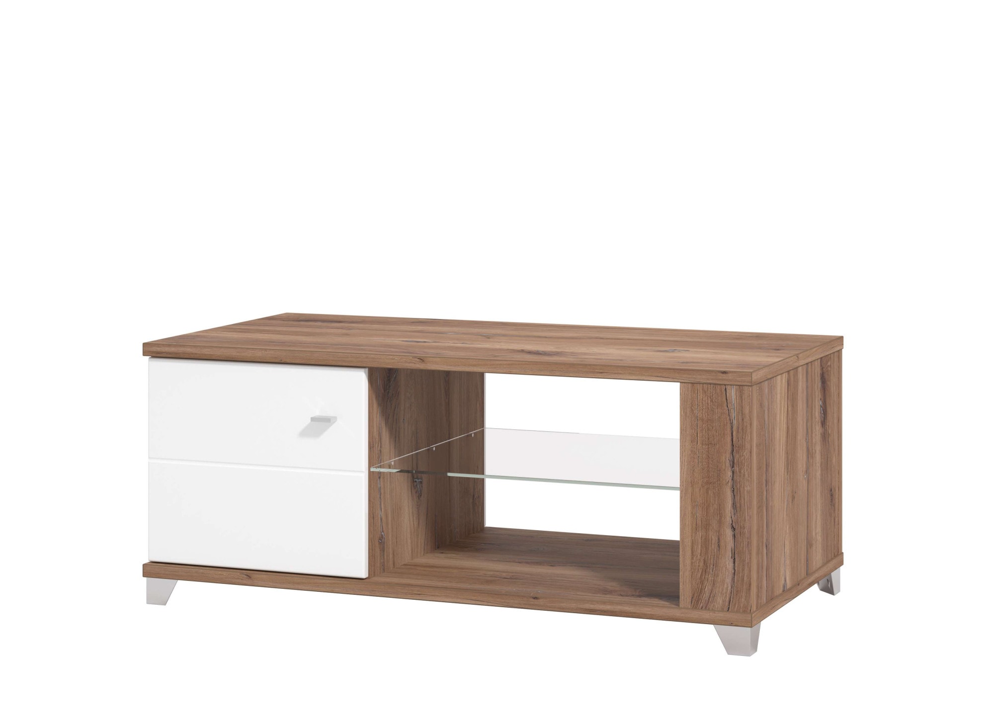 INOSIGN Couchtisch »Burgundy120 cm, rechteckig, in zeitloser Design,« mit viel Stauraum, Flagstaf Eiche Dekor mit Segmenten in Weiß