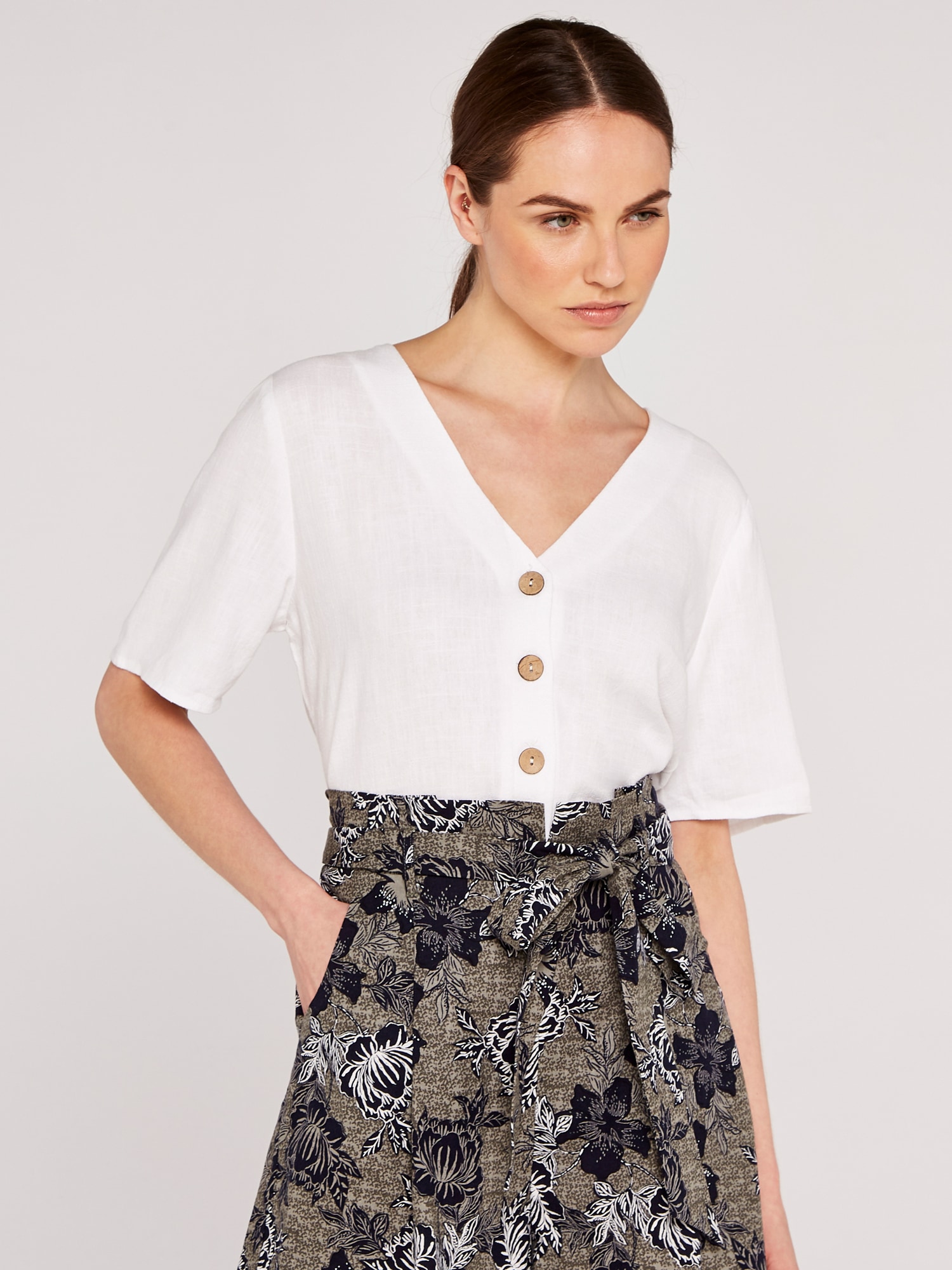 Apricot Kurzarmbluse »Bluse« 1 mit Knopfleiste