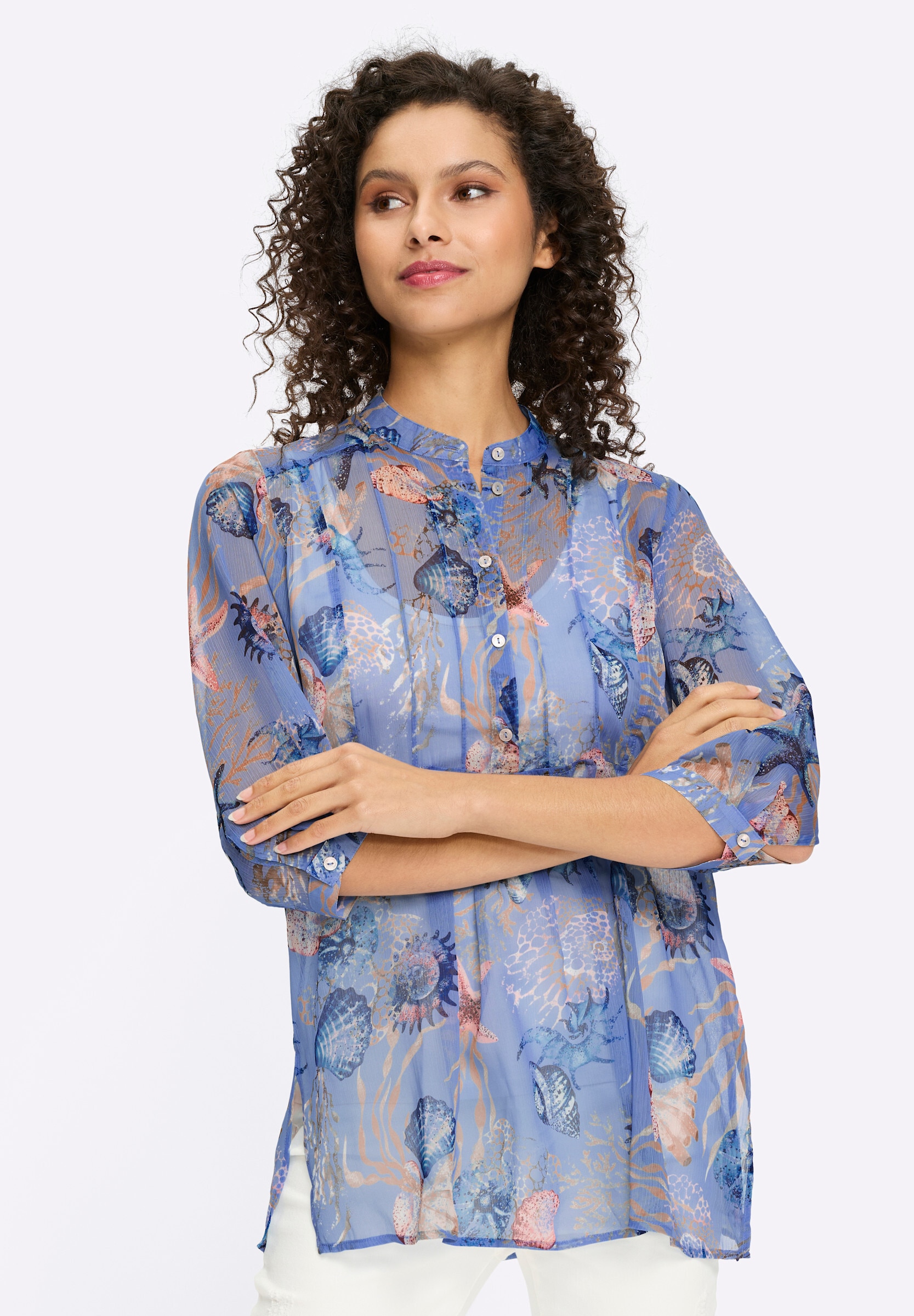 heine Schlupfbluse »Druck-Tunika Chiffonbluse mit Muscheldruck«