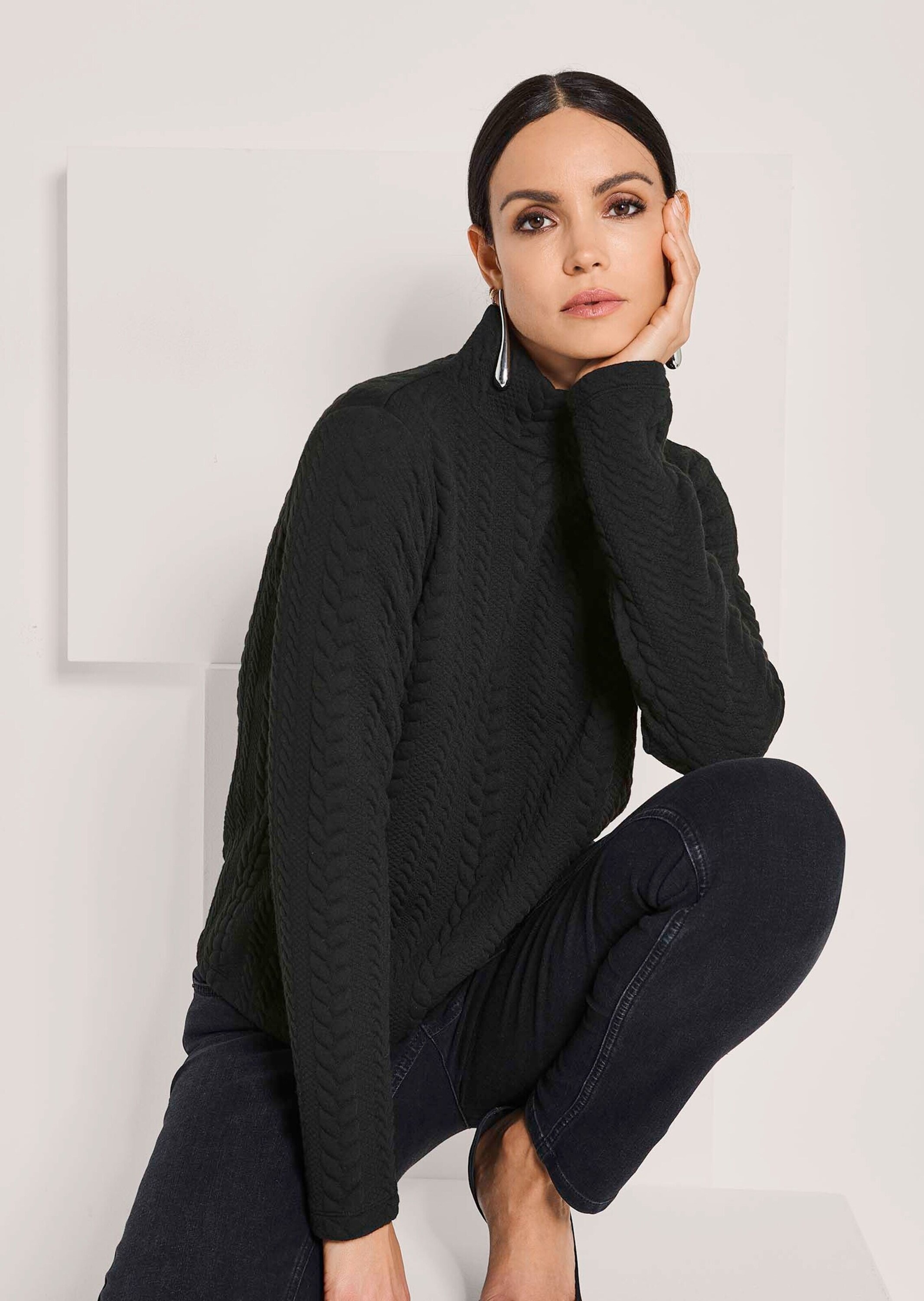 MADELEINE Langarmshirt »Sweatshirt Sweatshirt mit Zopfstruktur« Zopfstruktur