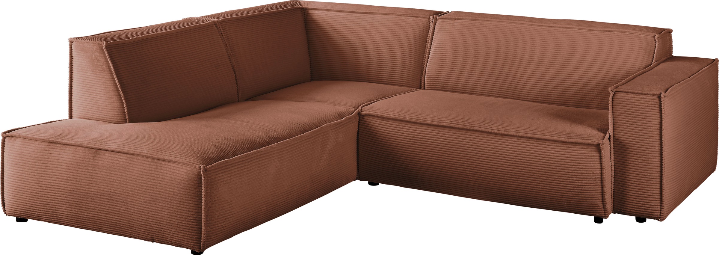 3C Candy Ecksofa »Matteo in elegant, kubischer Formensprache, bequem, L-Form« mit auffälliger Kedernaht, Cord-Bezug, Lounge-Charakter, OTTOs Choice
