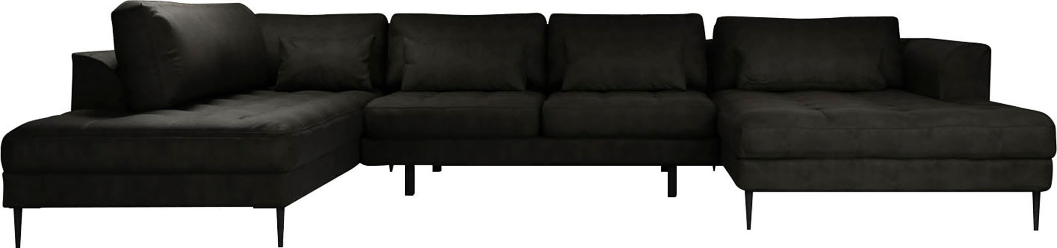 TRENDMANUFAKTUR Wohnlandschaft »Luzi, gemütliches Sofa, extra viel Platz, viele Kissen«, Designsofa mit tollem Sitzkomfort, Metallfüße schwarz, Breite 361 cm