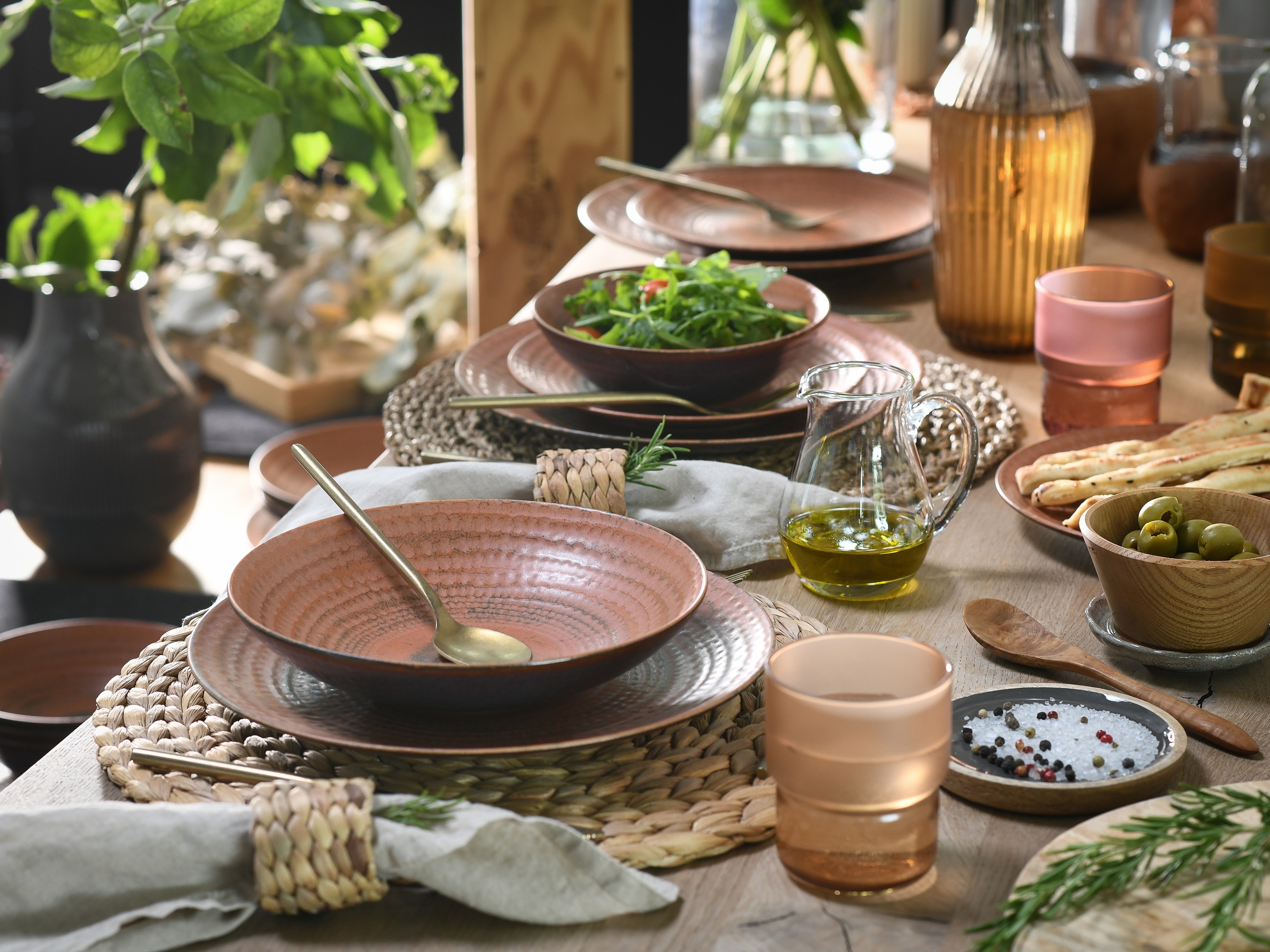 CreaTable Teller-Set »Neapel, Service 12-tlg.« Teller Set, Edles Tellerset, Vulkanoptik