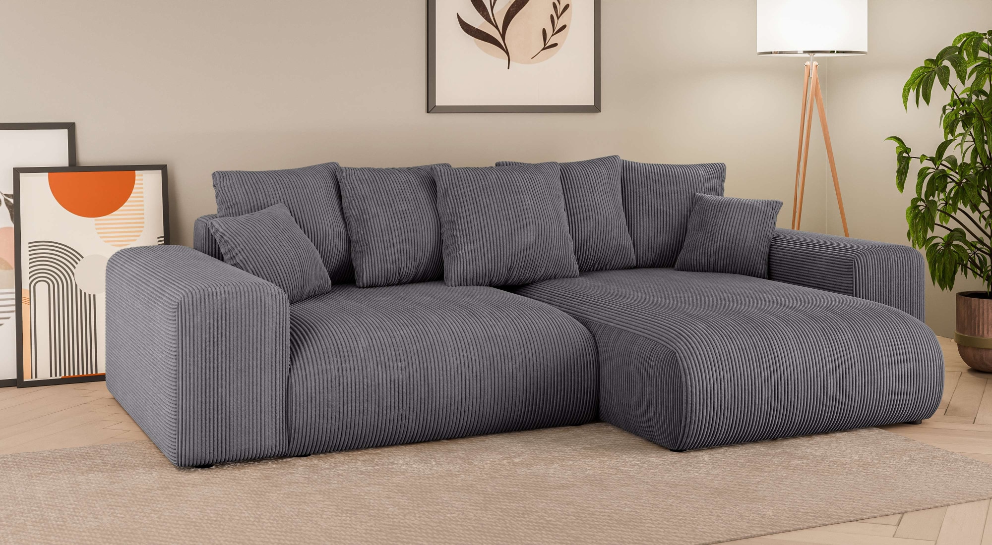 Home affaire Ecksofa »LAKESIDE mit Bettfunktion und Bettkasten, B/T/H 257/166/84 cm«