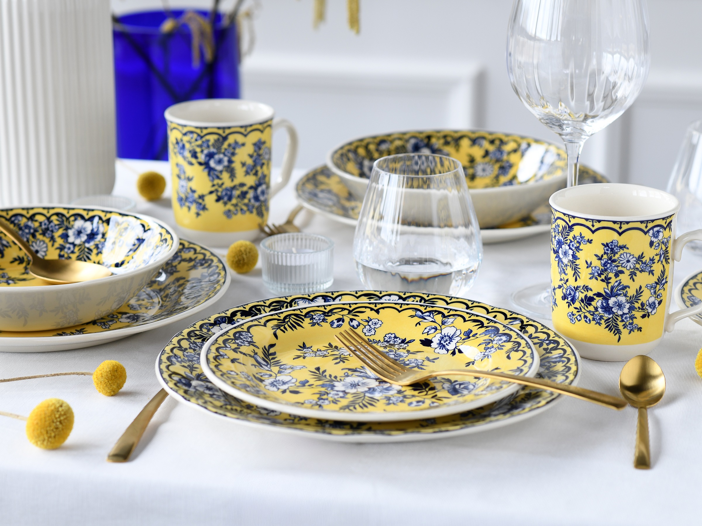 CreaTable Kombiservice »Geschirr-Set Ming Flower«, (Set, 16 tlg., Kaffeeservice und Tafelservice im Set, für 4 Personen), Service, traditionelle, fernöstliche Motive, 16 Teile, für 4 Personen