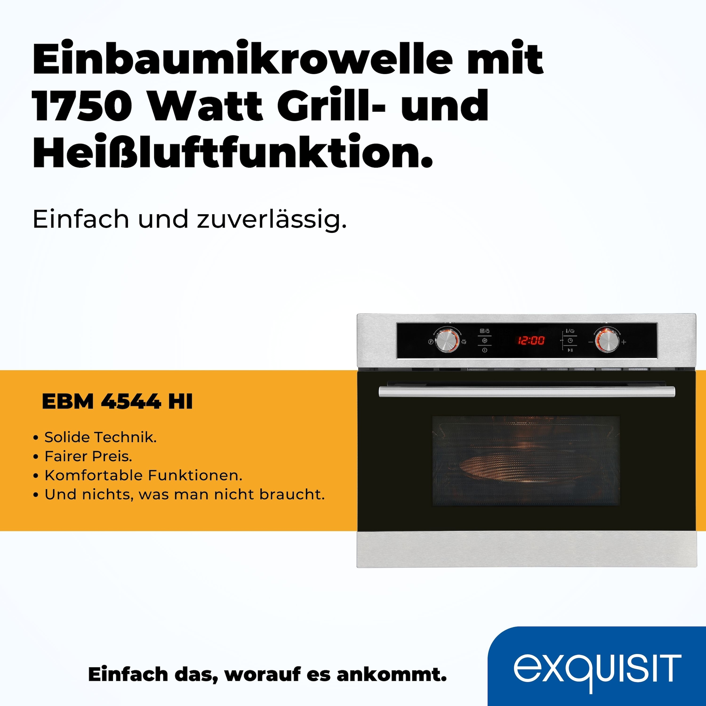 exquisit Einbau-Mikrowelle »EBM 4544 Hi« Mikrowelle 1650 W Egal ob Pizza, Gemüse oder Fleisch-perfekte Ergebnisse auf Knopfdruck