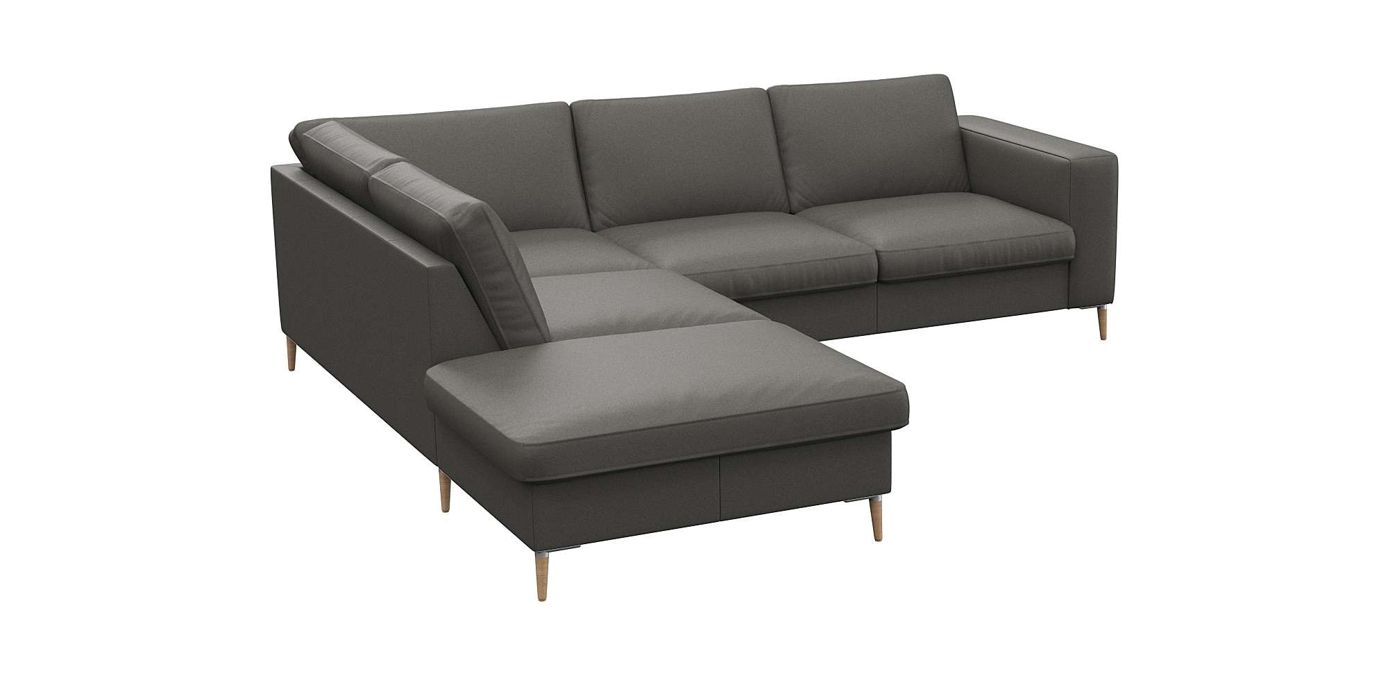 FLEXLUX Ecksofa »Fiore, L-Form«, breite Armlehnen, Füße Alu/Eiche, B/T 241/225 cm, Kaltschaum im Sitz