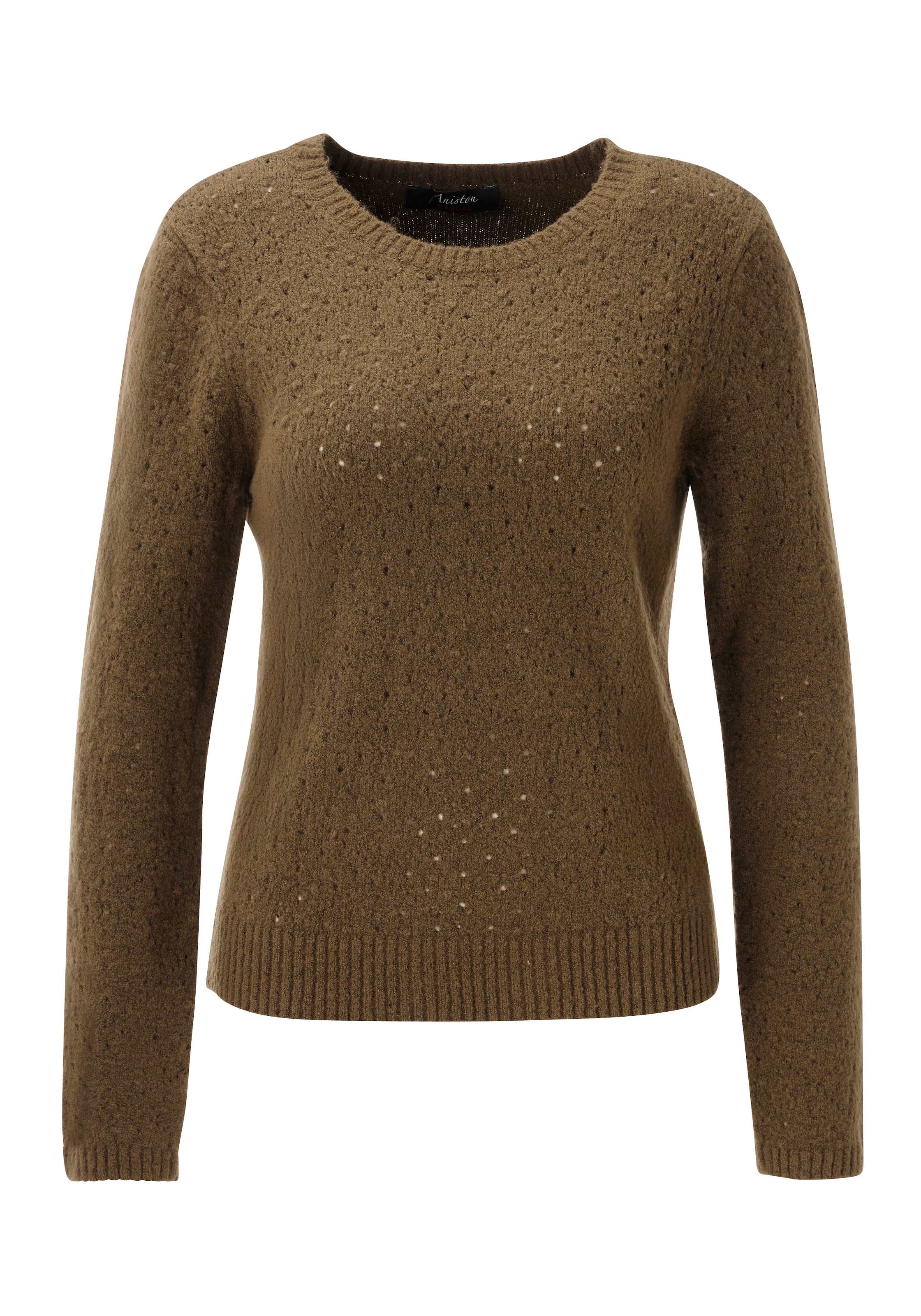 Aniston CASUAL Strickpullover im Ajour-Muster und kleinen, eingestrickten Quadraten- NEUE KOLLEKTION