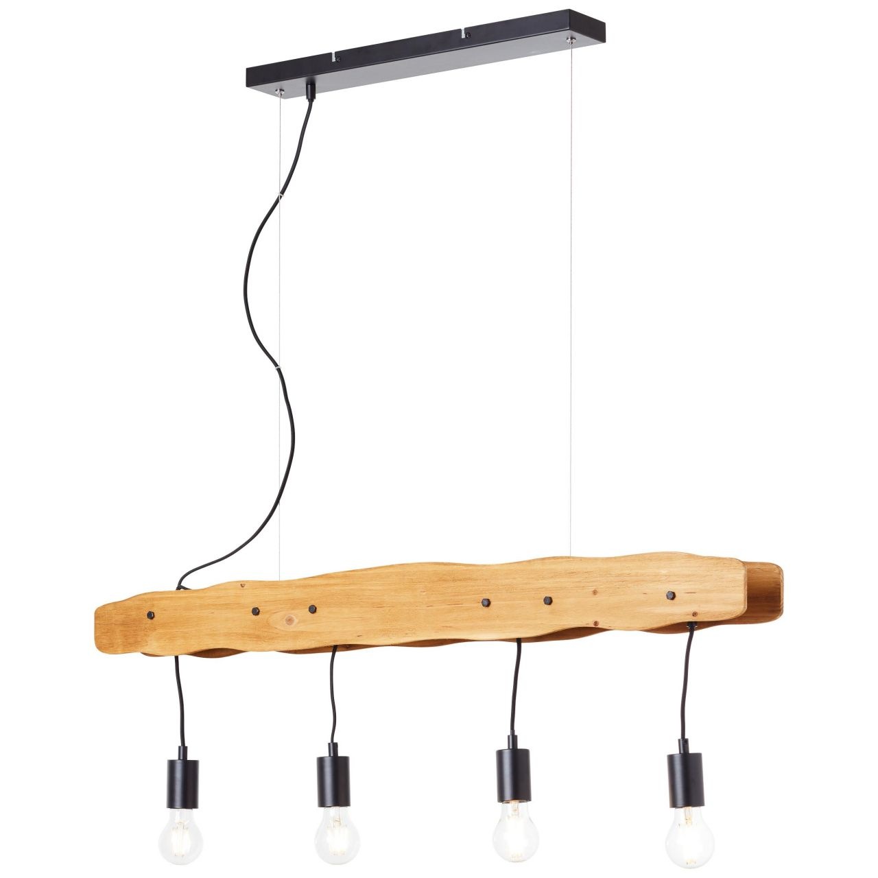 Brilliant Pendelleuchte »Baker«, 4 flammig, Leuchtmittel E27 | ohne Leuchtmittel, Hängelampe 4flg schwarz/holzfarbend