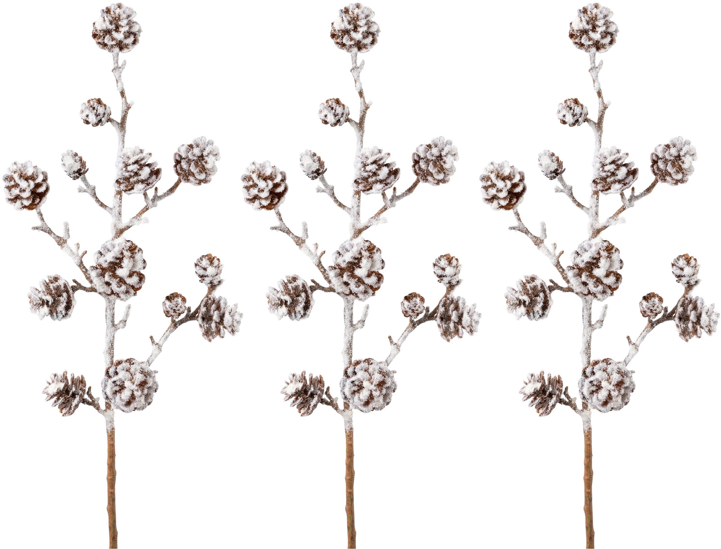Creativ green Winterliche Kunstpflanze »Weihnachtsdeko«, Zweig mit künstlichem Schnee bedeckt, 3er-Set