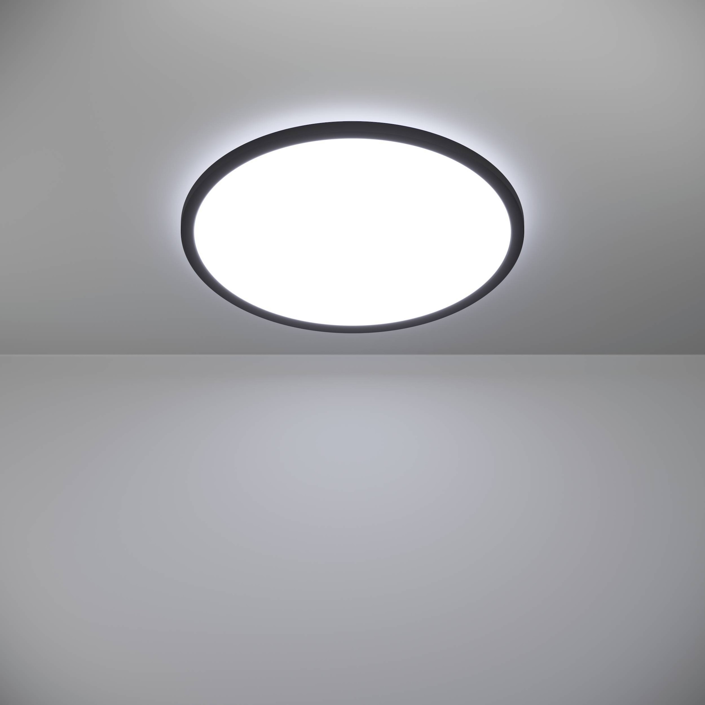 EGLO Deckenleuchte »Rovito Deckenlampe, Deckenbeleuchtung, Badlampe, Kunststoff, IP44« LED-Modul 1 Stk. Kaltweiß | Neutralweiß | Warmweiß Wand-/Deckenleuchte - H3,2 x Ø50 cm - schwarz - 16,8W inkl.