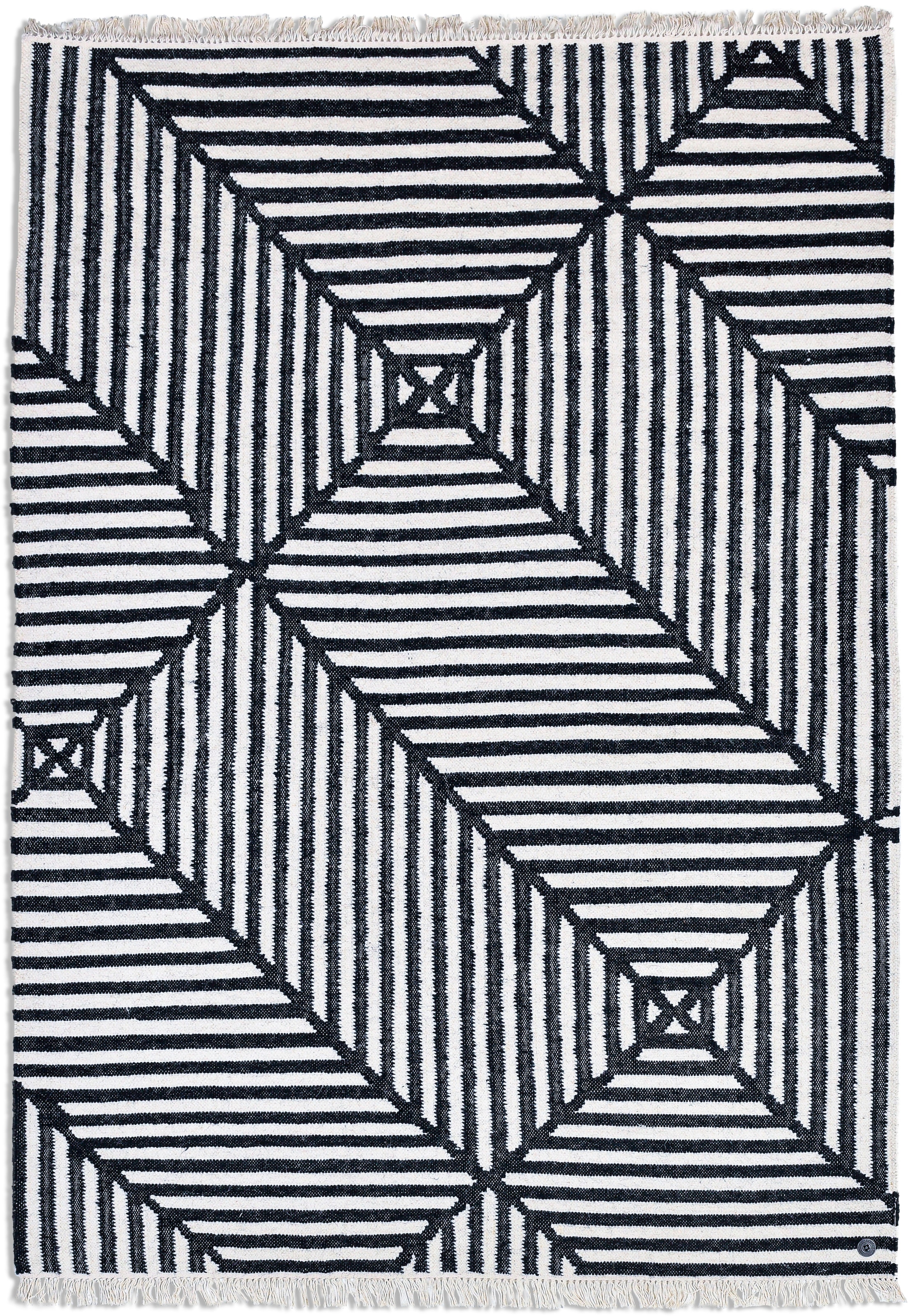 TOM TAILOR HOME Teppich »Criss Cross« rechteckig 5 mm Höhe handgewebt, mit Fransen, Boho-Style