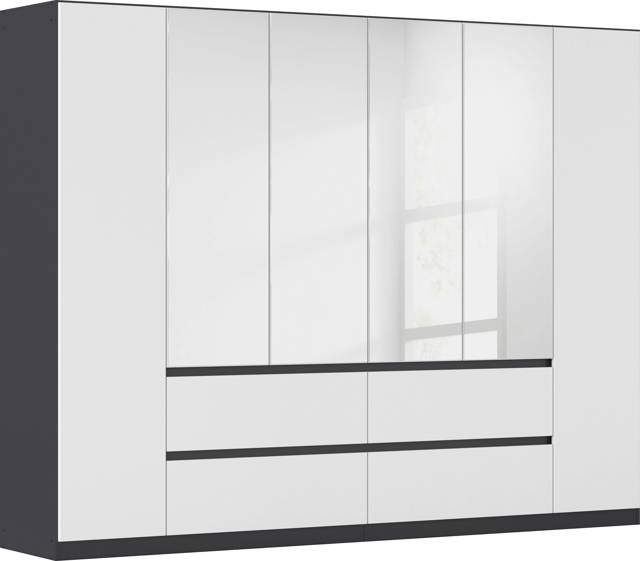 rauch Drehtürenschrank »Kleiderschrank Schrank mit Spiegel Garderobe Garderobenschrank MAINZ«, grifflose Front mit Spiegel, Außentüren mit Push-to-Open Funktion