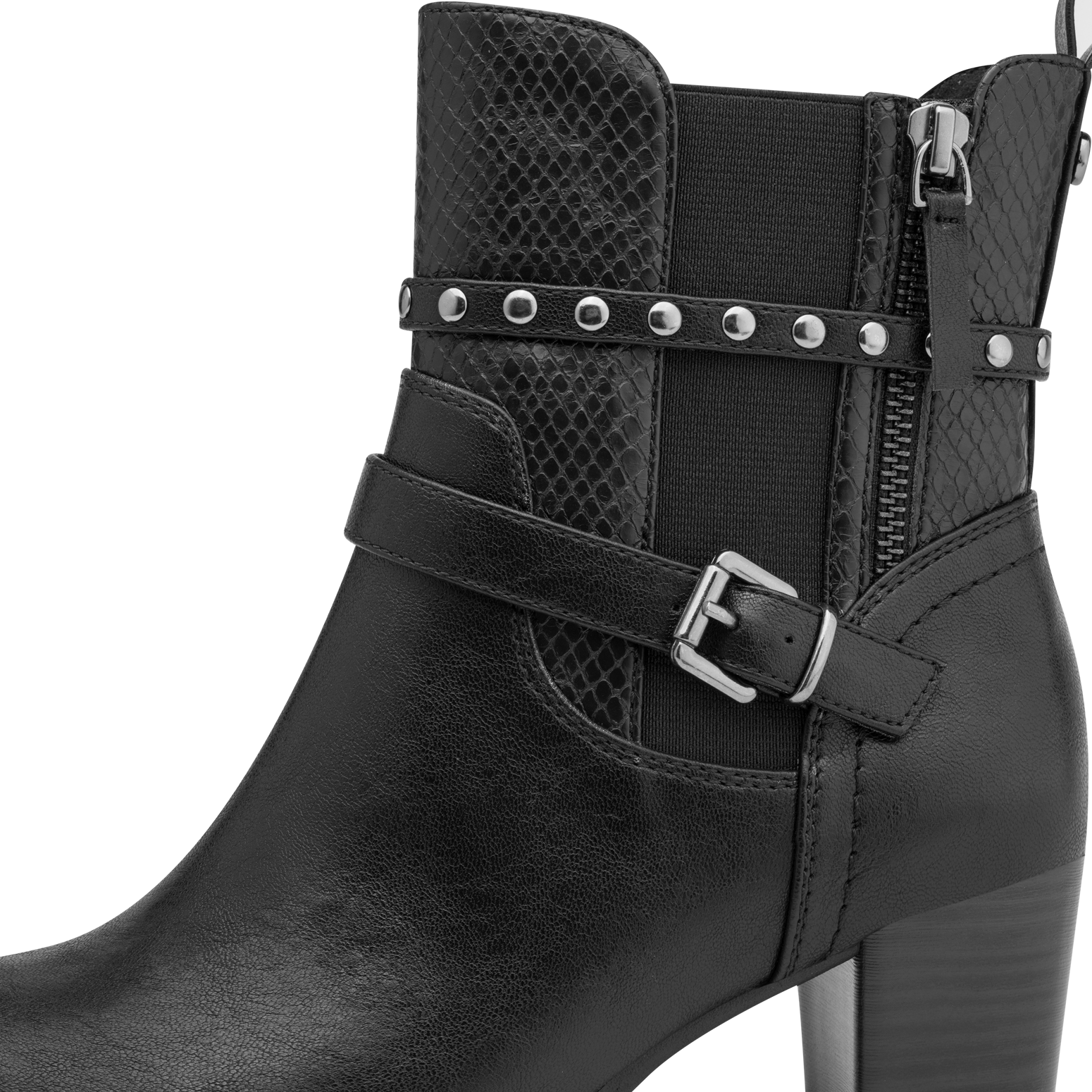 MARCO TOZZI Stiefelette  Ankle Boots mit Zierschnalle und Snake-Optik-Einsatz