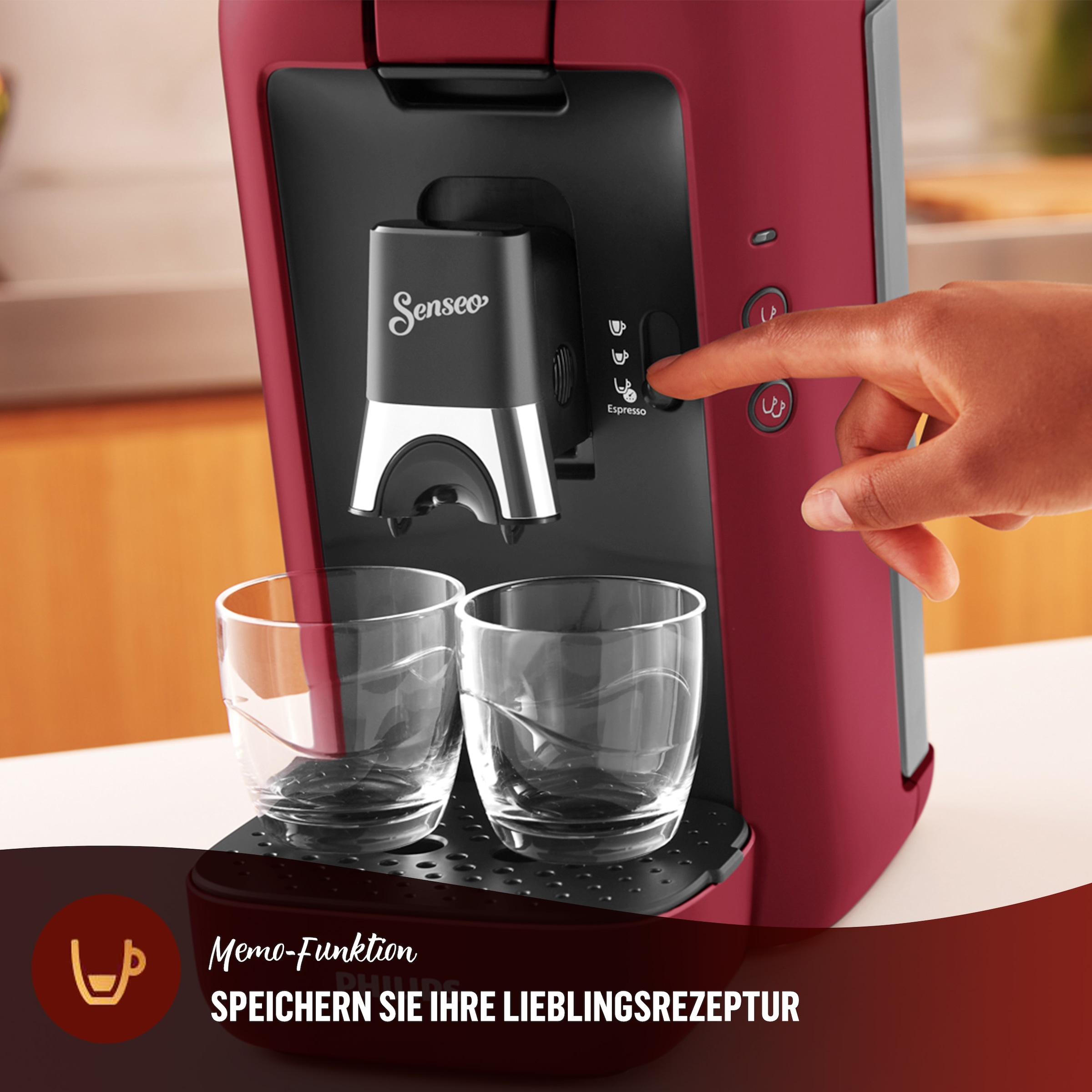 Philips Senseo Kaffeepadmaschine »Maestro CSA260/90, mit drei Kaffee-Einstellungen«, aus 80% rec. Plastik, Memo-Funktion, inkl. Gratis-Zugabe, Wert 14€ UVP