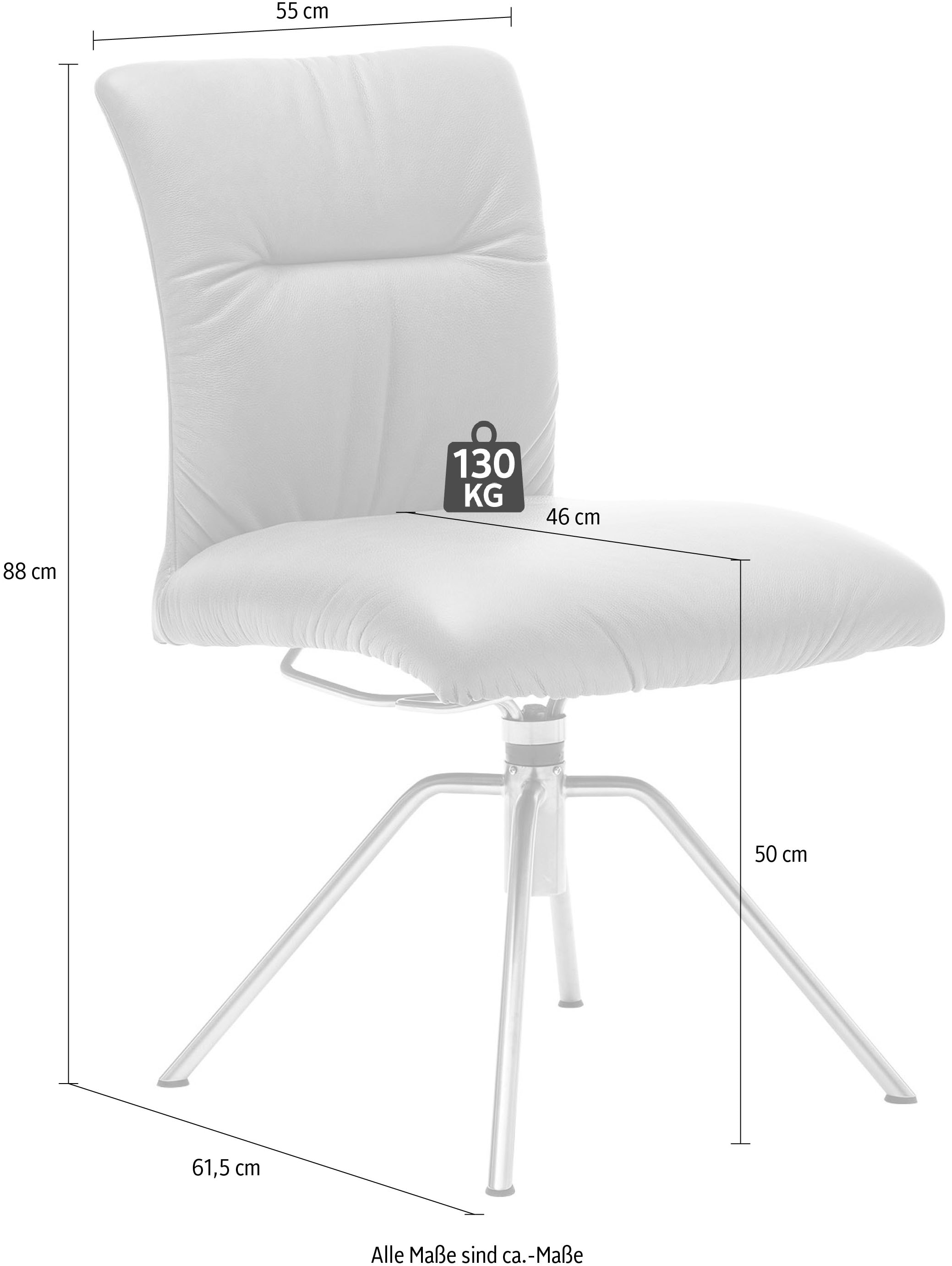 Musterring Polsterstuhl »Helmond 6600«, (Set), 2 St., Polyester, Gestell Edelstahl, drehbar, besonders leger gepolster, ohne Armlehne