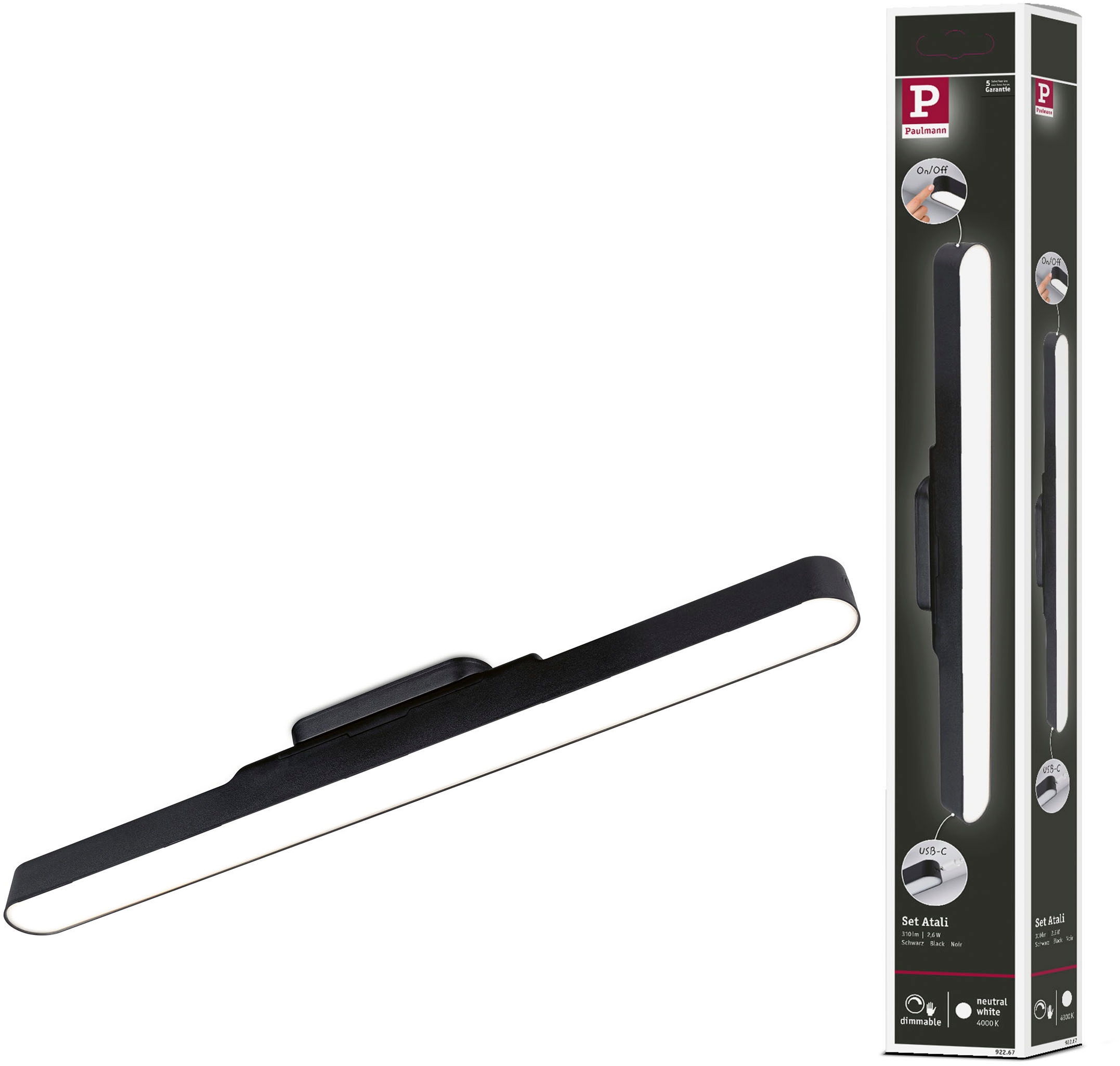 Paulmann Atali LED-Aufbauleuchte LED 2.6 W Neutralweiß Schwarz