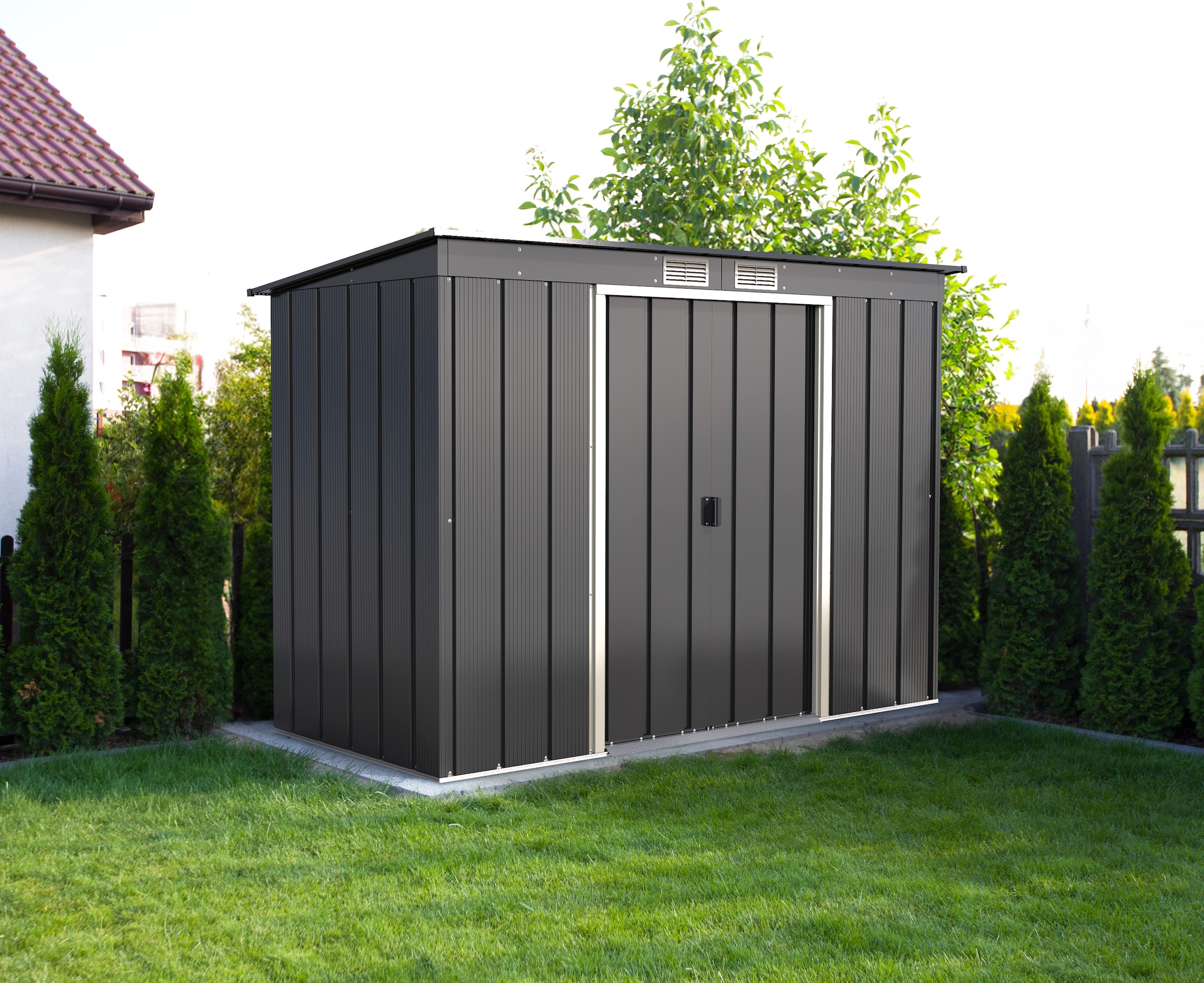 VCM Gartenhaus »Metall Gerätehaus 263x113 Gartenhaus Schiebetür«
