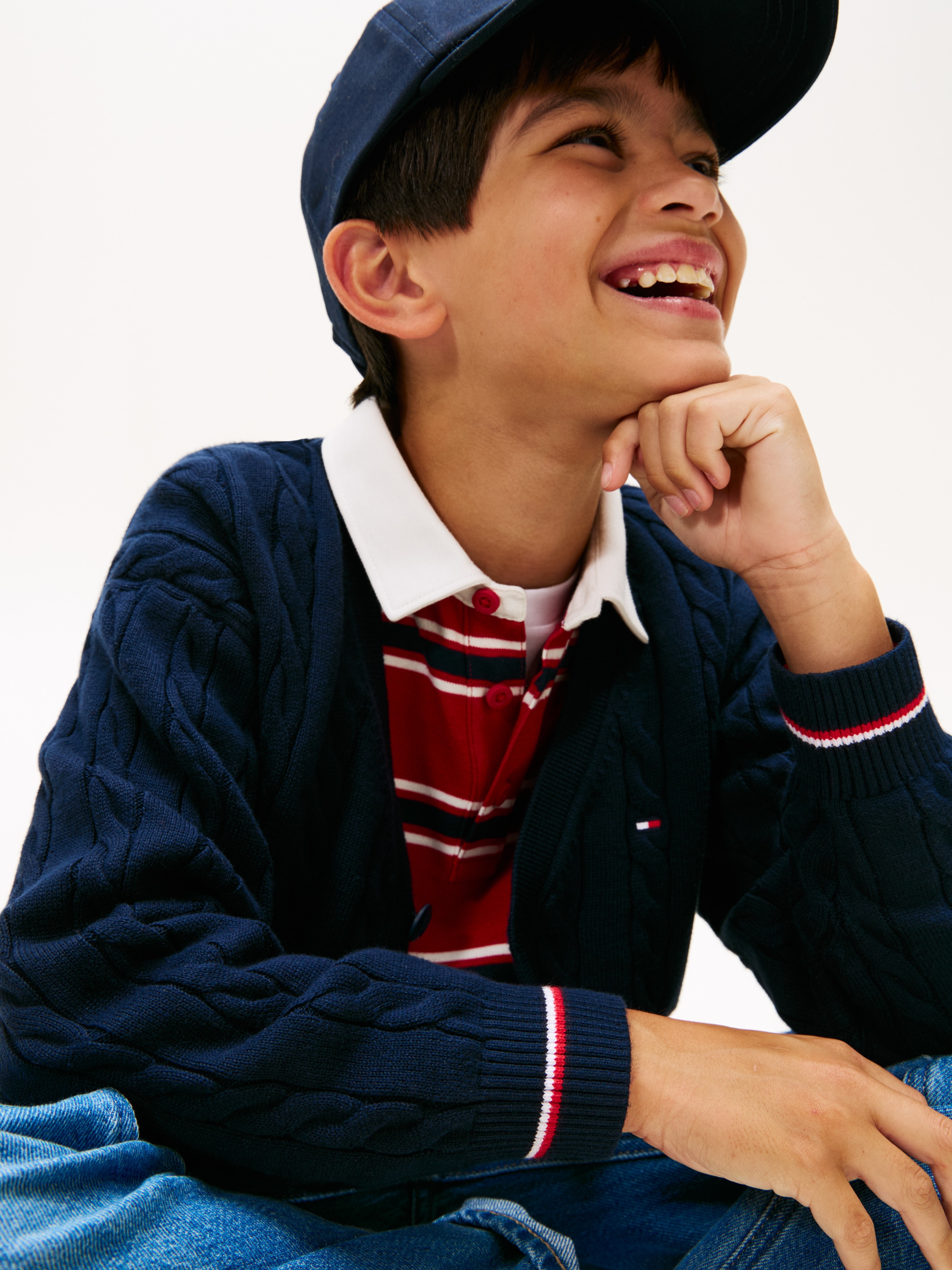 Tommy Hilfiger Strickpullover »COTTON CABLE GLOBAL STRIPE CARDI« Kinder bis 16 Jahre