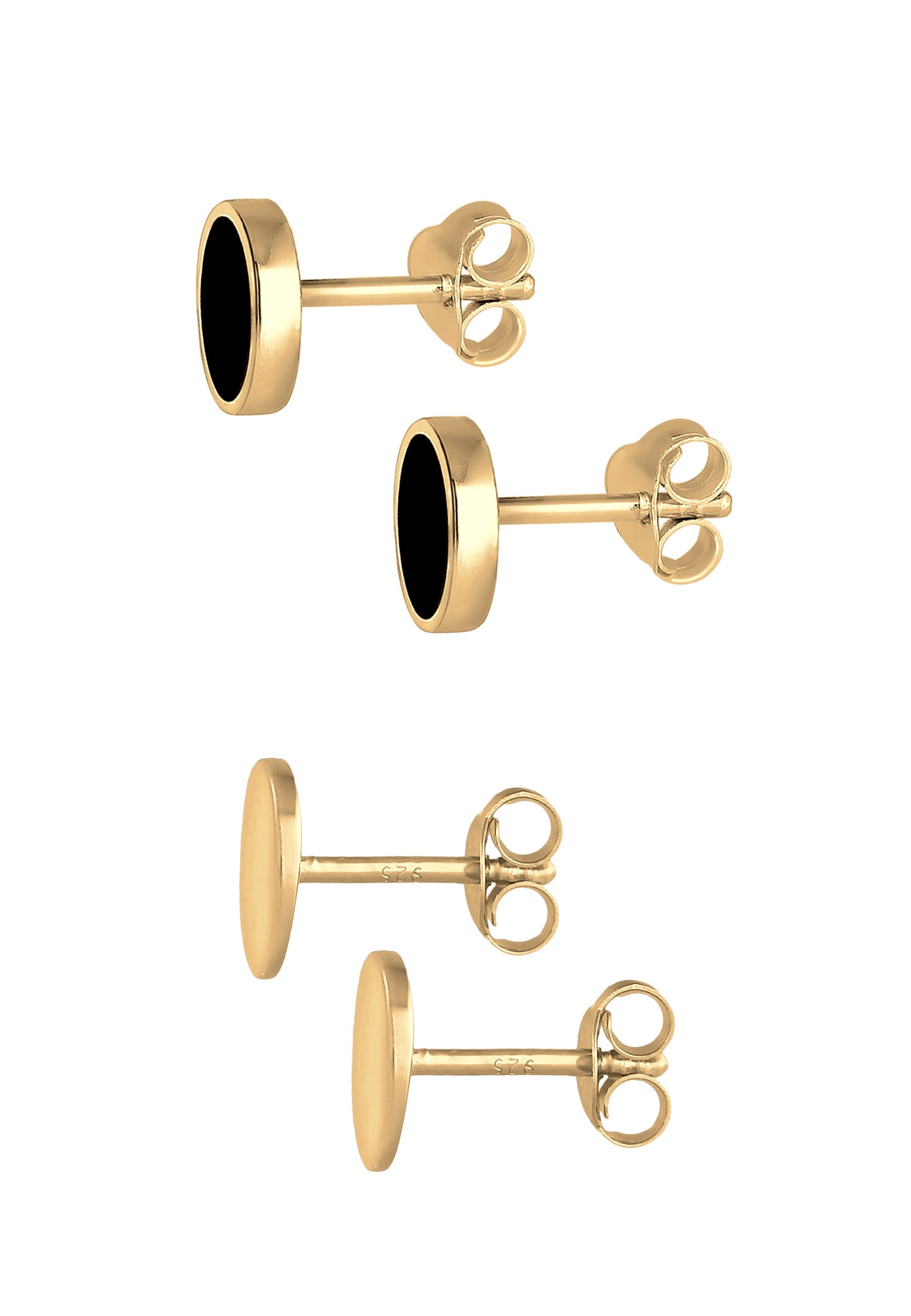 Kuzzoi Paar Ohrstecker »Ohrringe Herren Set Kreis Geo Emaille 925 Silber«