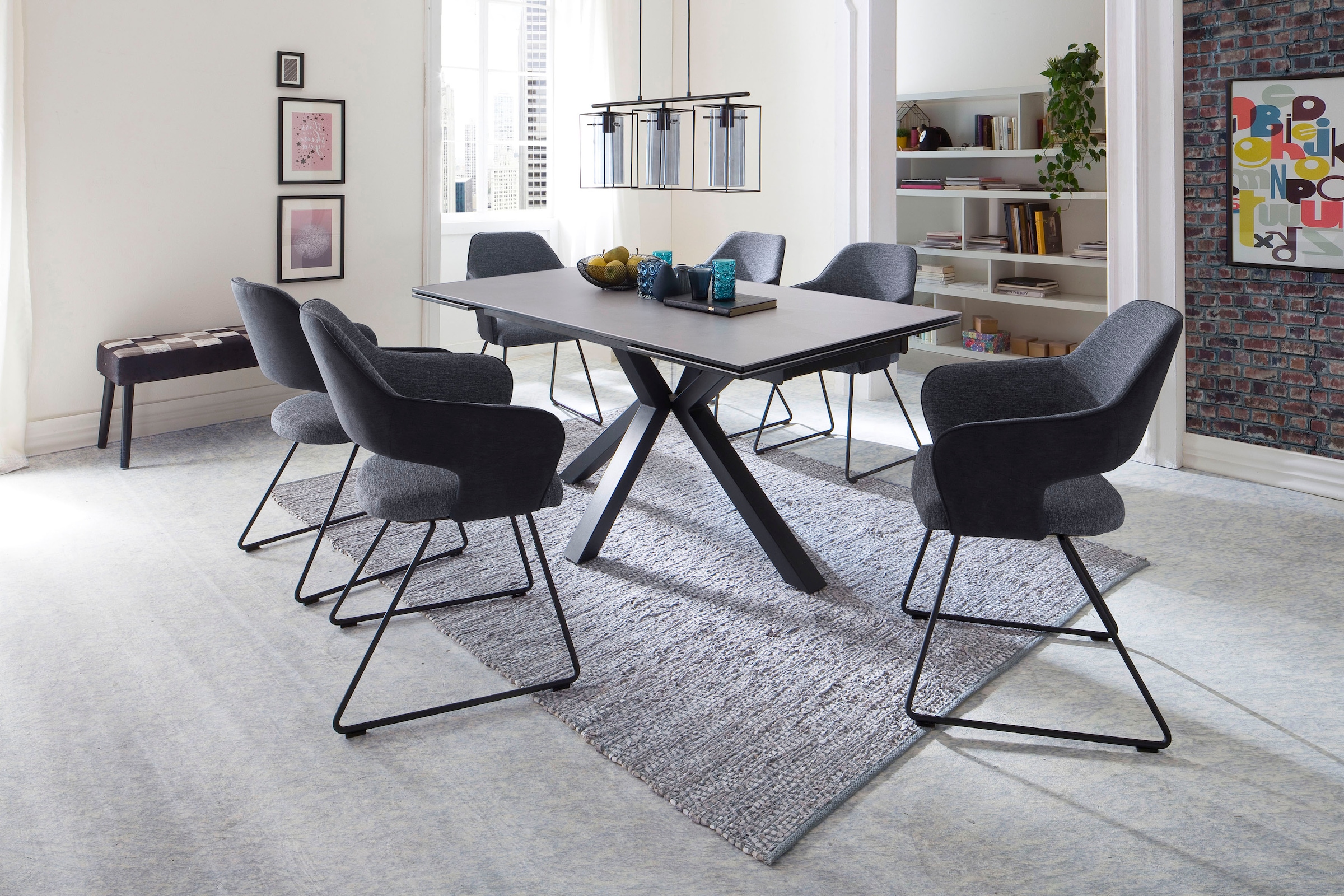 MCA furniture Esstisch »Nagano«, Esstisch Glas-Keramik mit Stirnauszug