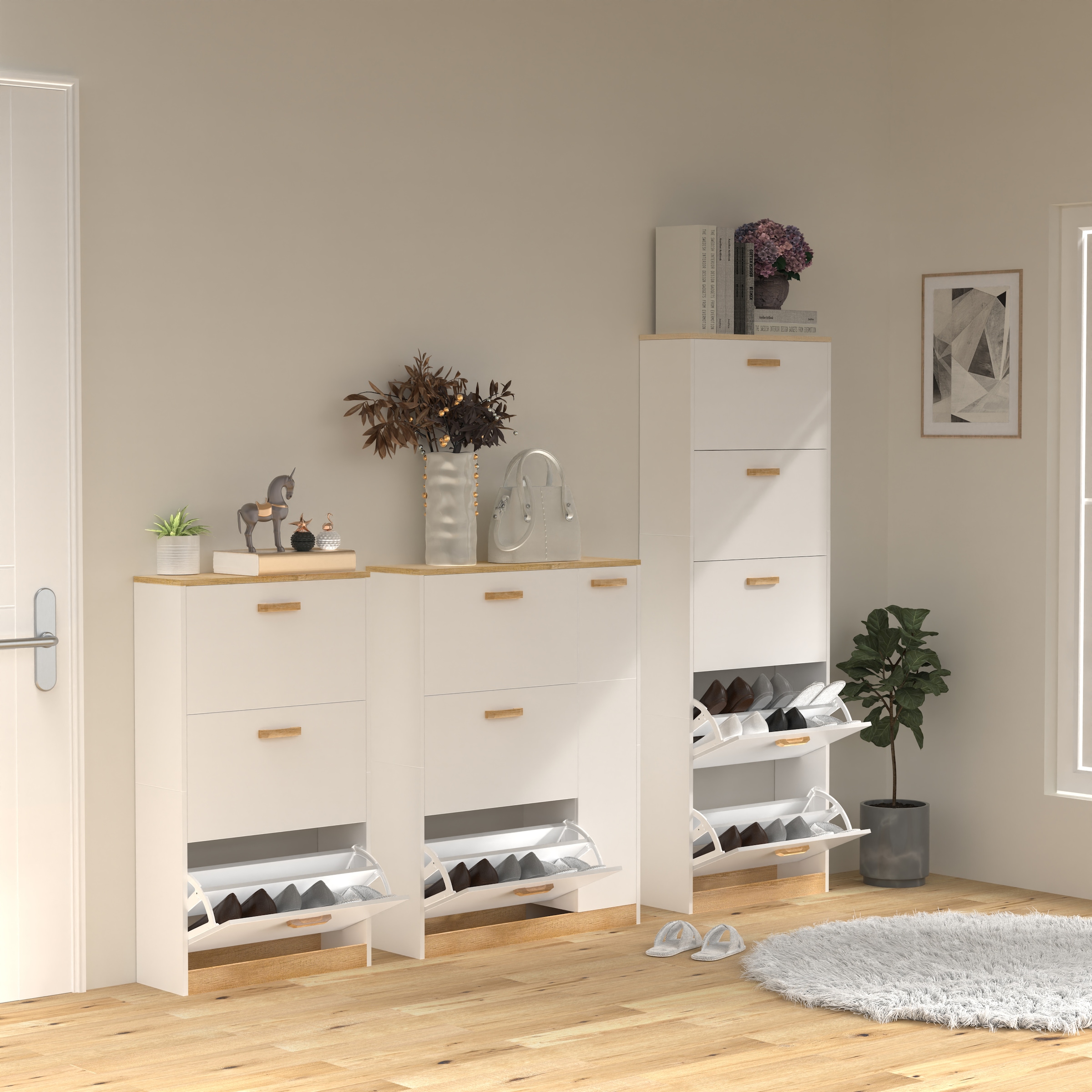 VCM Schuhschrank »Holz Schuhregal Schuhschrank Schuhkipper Halom M«