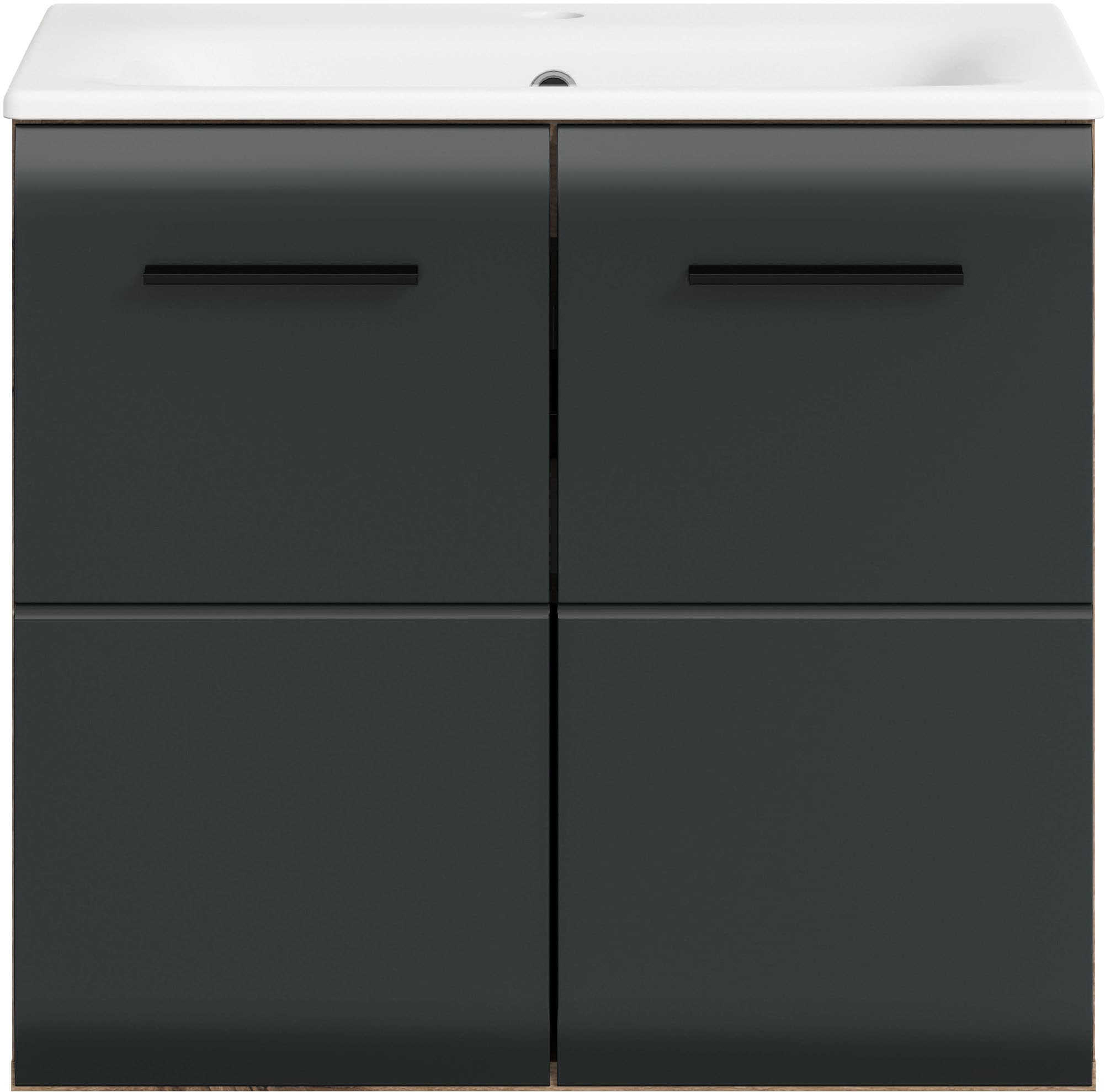 INOSIGN Waschbeckenunterschrank 2 Stk. tlg. Florenz, Waschtisch inkl. Waschbecken, Nox Oak NB, 60 cm breit