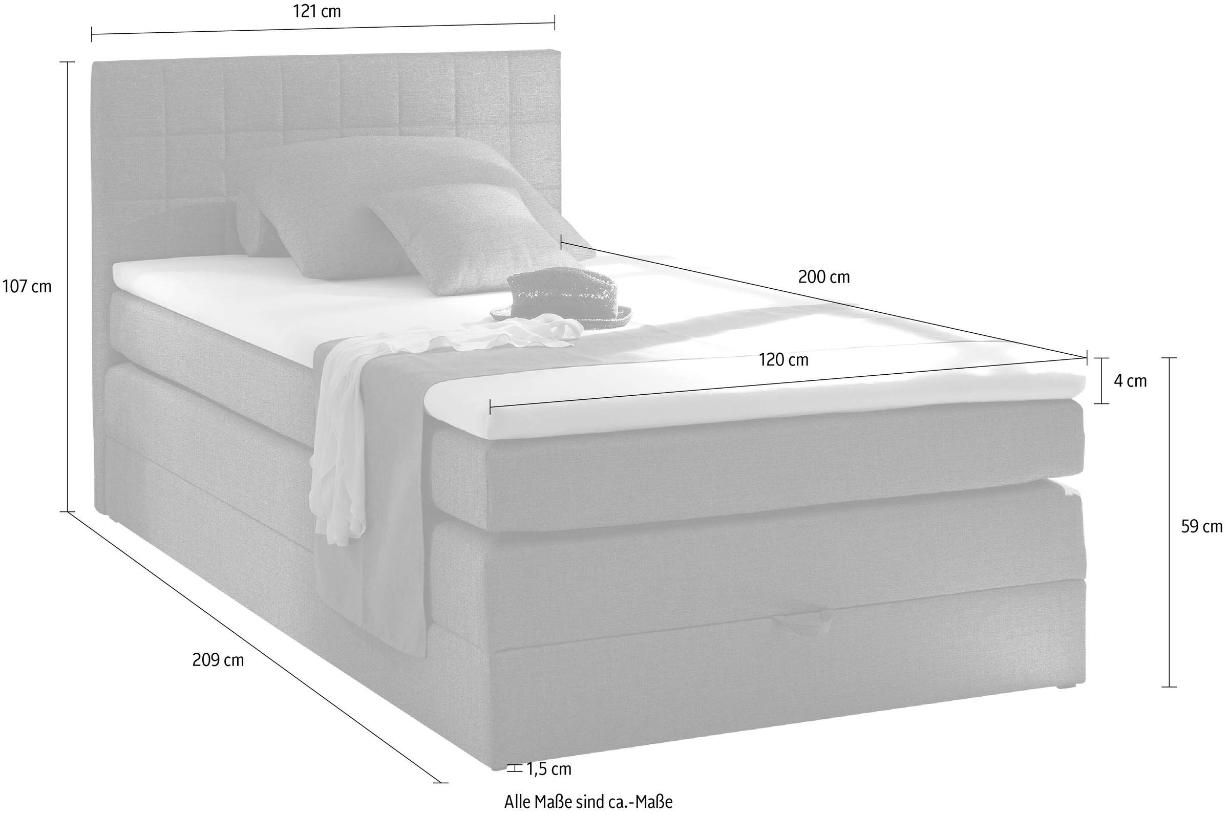 ED EXCITING DESIGN Boxspringbett »Hawaii«, inkl. einem Bettkasten und Topper