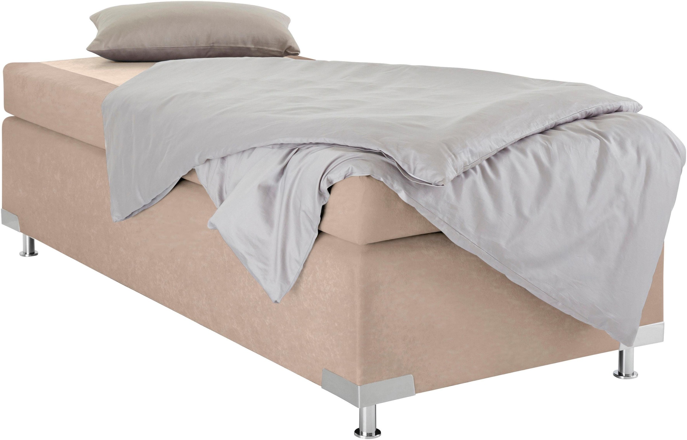 Westfalia Schlafkomfort, Boxspringbett »Holland« ohne Kopfteil, frei im Raum stellbar, sand, Microvelours (100% Polyester), Microvelours Ohne Topper, 