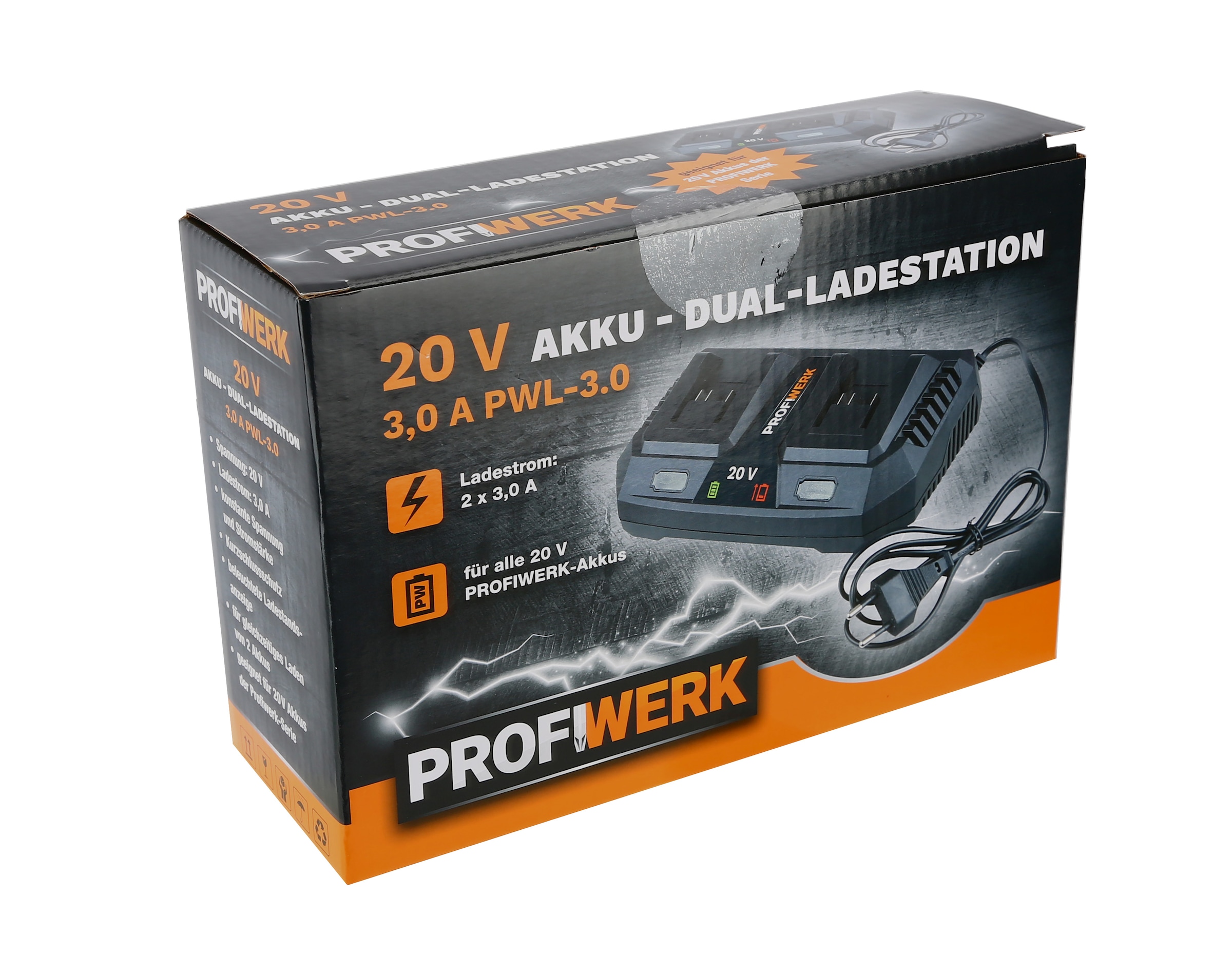 Profiwerk Werkzeug-Akku-Ladetechnik »Dual-Ladestation 20V, 3,0A PWL-3.0«