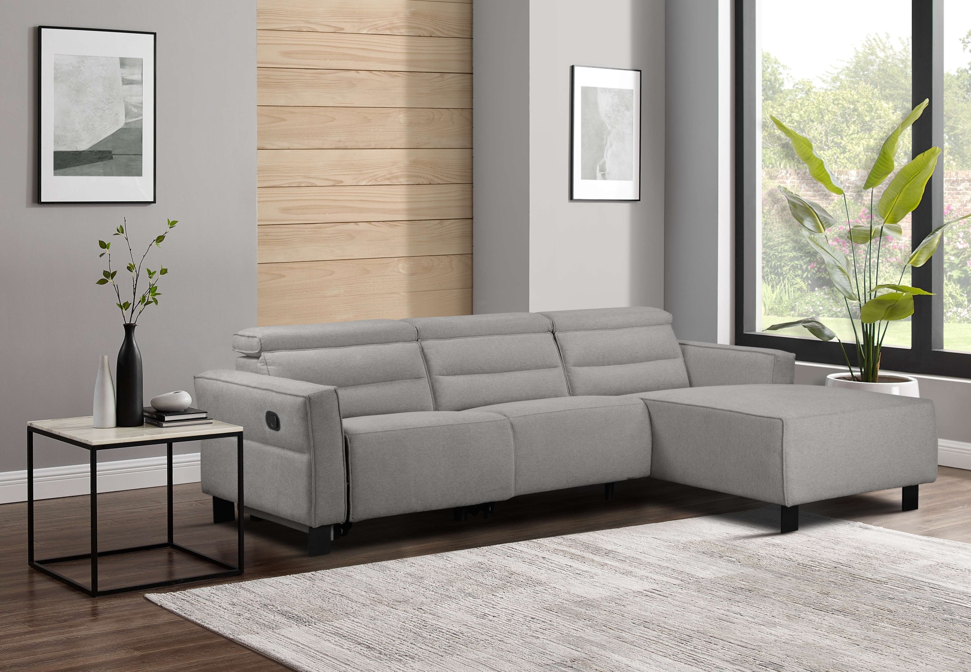 OTTO home Ecksofa »CARPARI Webstoff,L-Form,224 cm, man./elektr. Relaxfunktion« (USB A/C), sowie Kopfteilverstellung