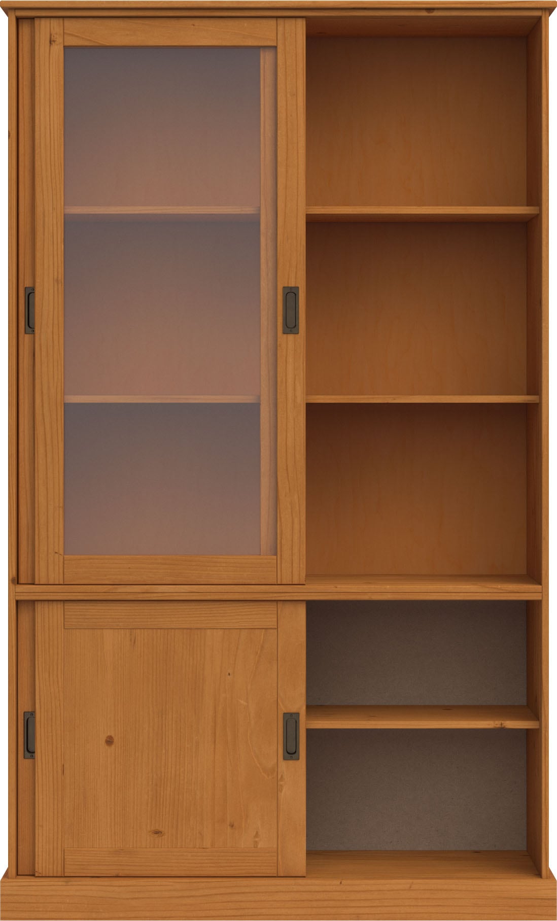 Home affaire Vitrine »Schröder«, mit 2+2 Schiebetüren, aus massivem Kiefernholz, Breite 114 cm