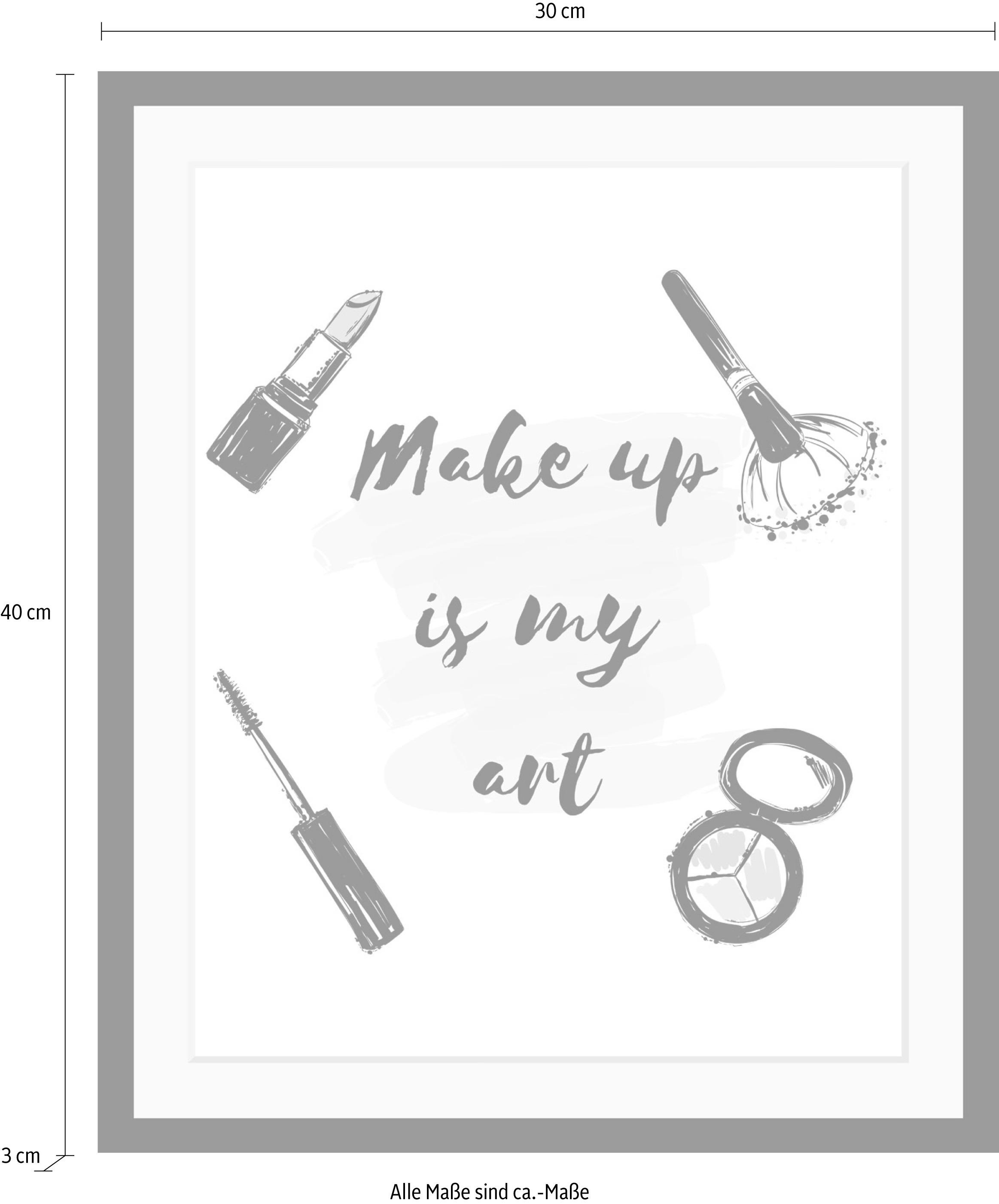 queence Bild »Make up« Fashion | Frau | Motivationsbilder | Schriftzug | Schwarz-Weiß HD Premium Poster-Druck inkl. Holzrahmen
