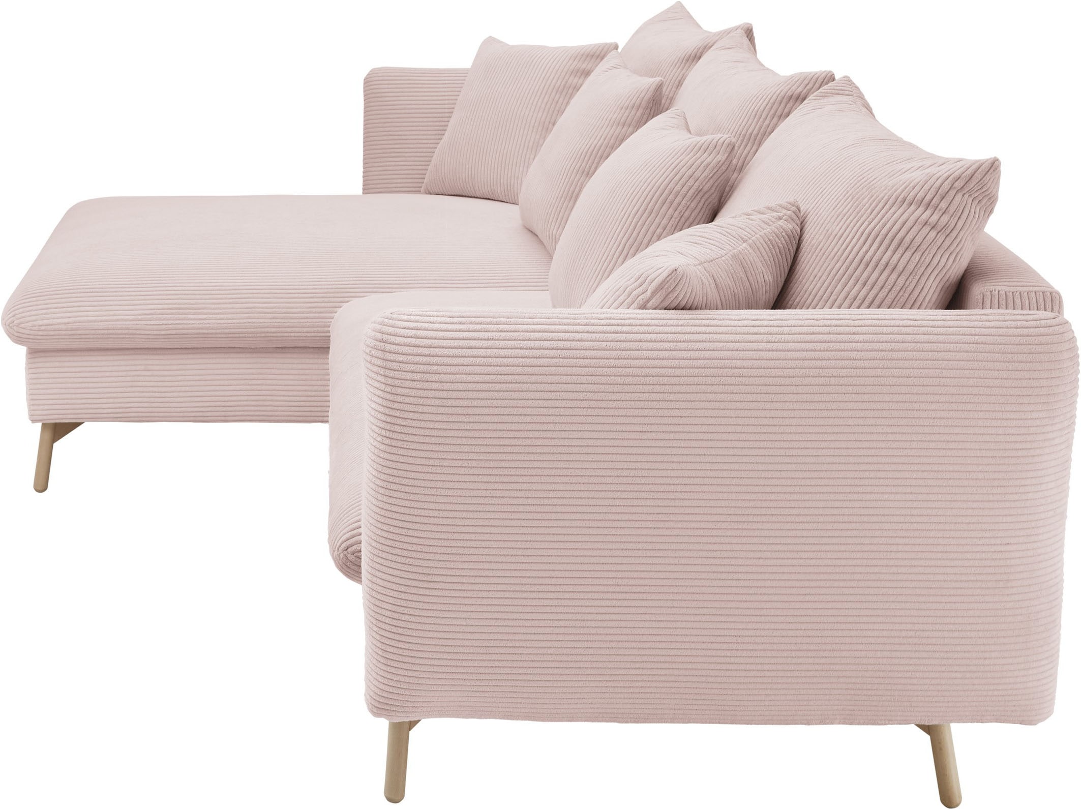andas Ecksofa »MERLE, 258 cm, L-Form, traumhafter Cord,«, mit Bettfunktion und Bettkasten, Liegefläche 224 x 139