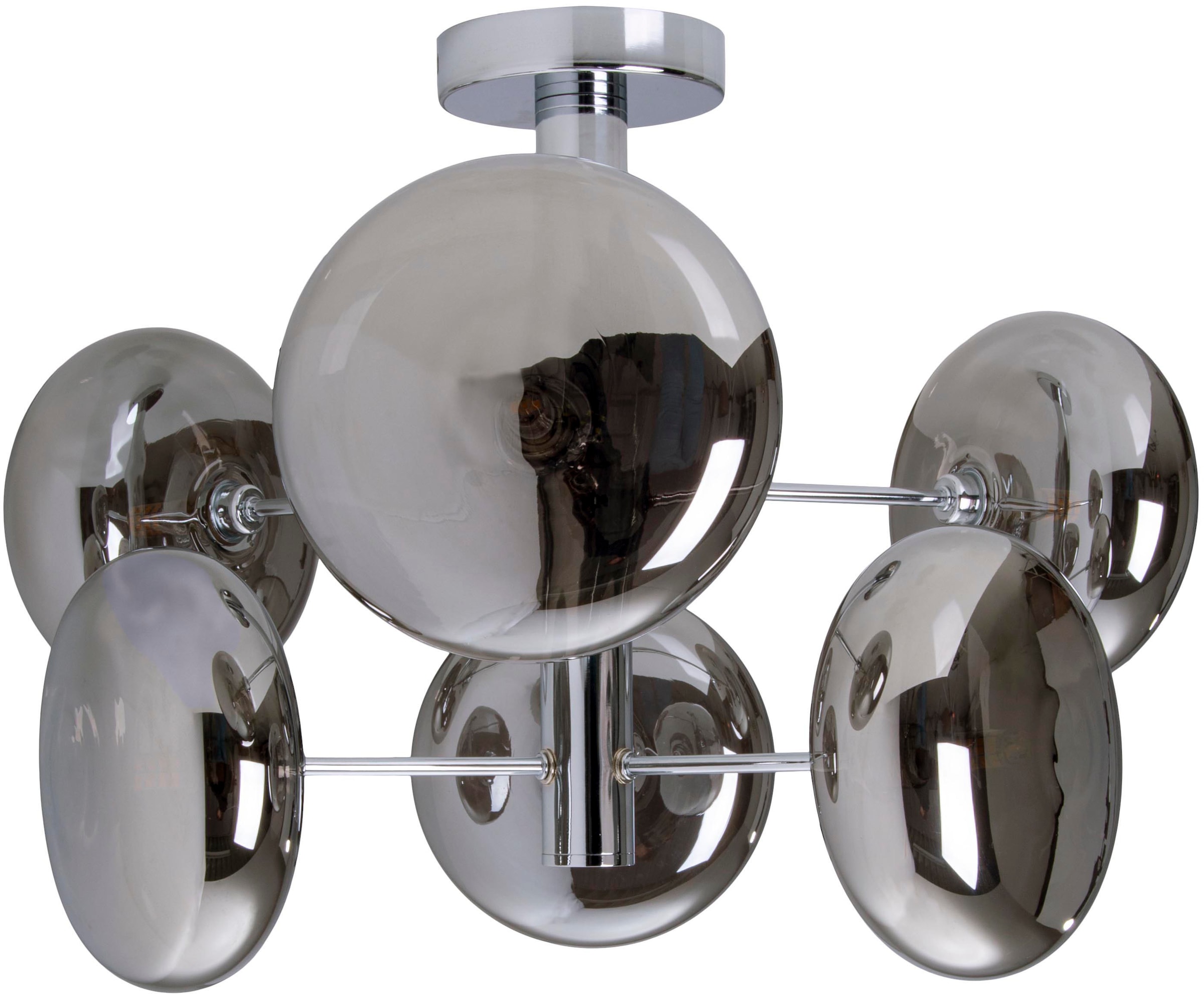 näve Deckenleuchten »Orion« G9 1 Stk. Glasschirme, 6flg. G9, exkl. Leuchtmittel, chrom-smokey, D: 53cm