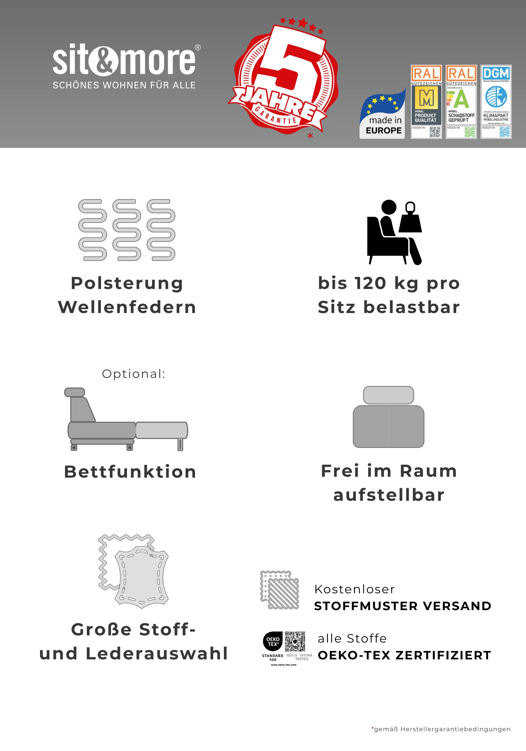 sit&more Sessel »Mailand, B: 99 cm« individuell zu kombinieren
