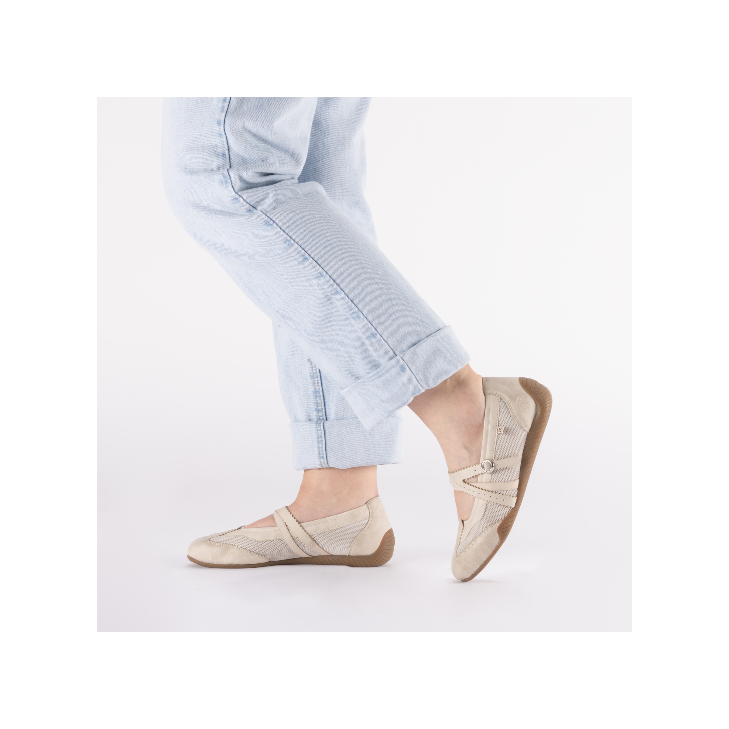 Rieker Riemchenballerina  Schlupfschuh, Flats, Slipper mit Mesheinsatz