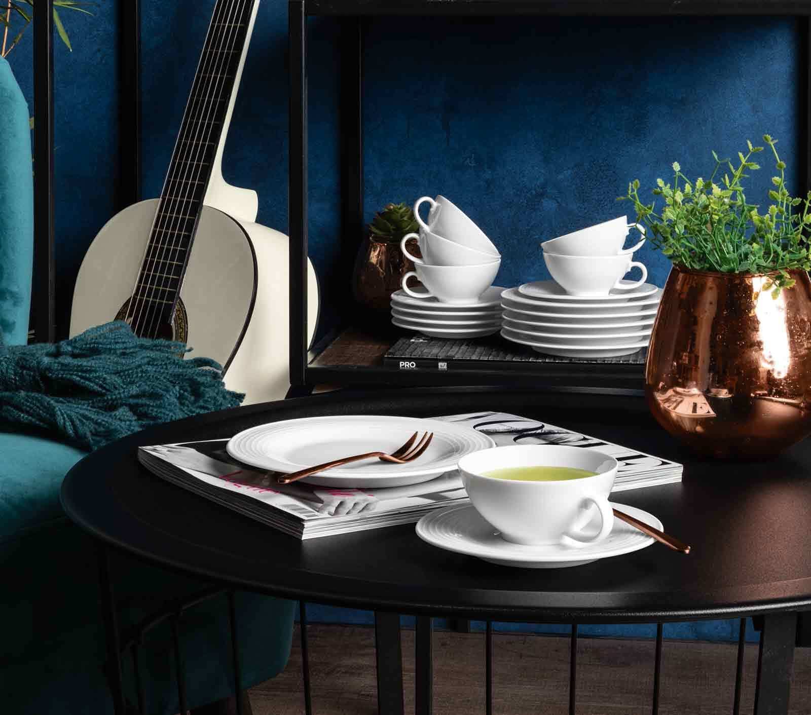 Seltmann Weiden Geschirr-Set »Teeservice Beat Color Glaze 18er Set weiß« Spülmaschinengeeignet, Mikrowellengeeignet, Ofenfest, Salamandergeeignet, Kühlschrankgeeignet, Gefrierschrankgeeignet