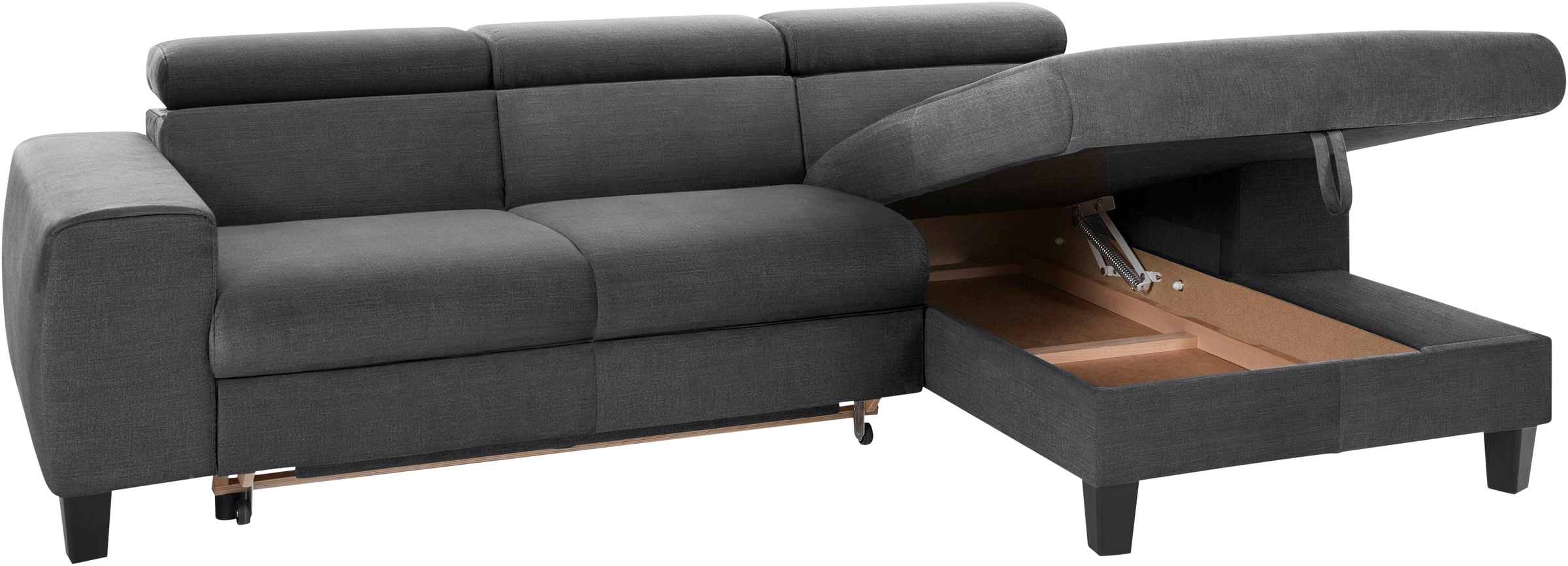 COTTA Ecksofa »Morven L-Form mit Kopfteilverstellung«, wahlweise mit Bettfunktion, Bettkasten & Wireless-Charger