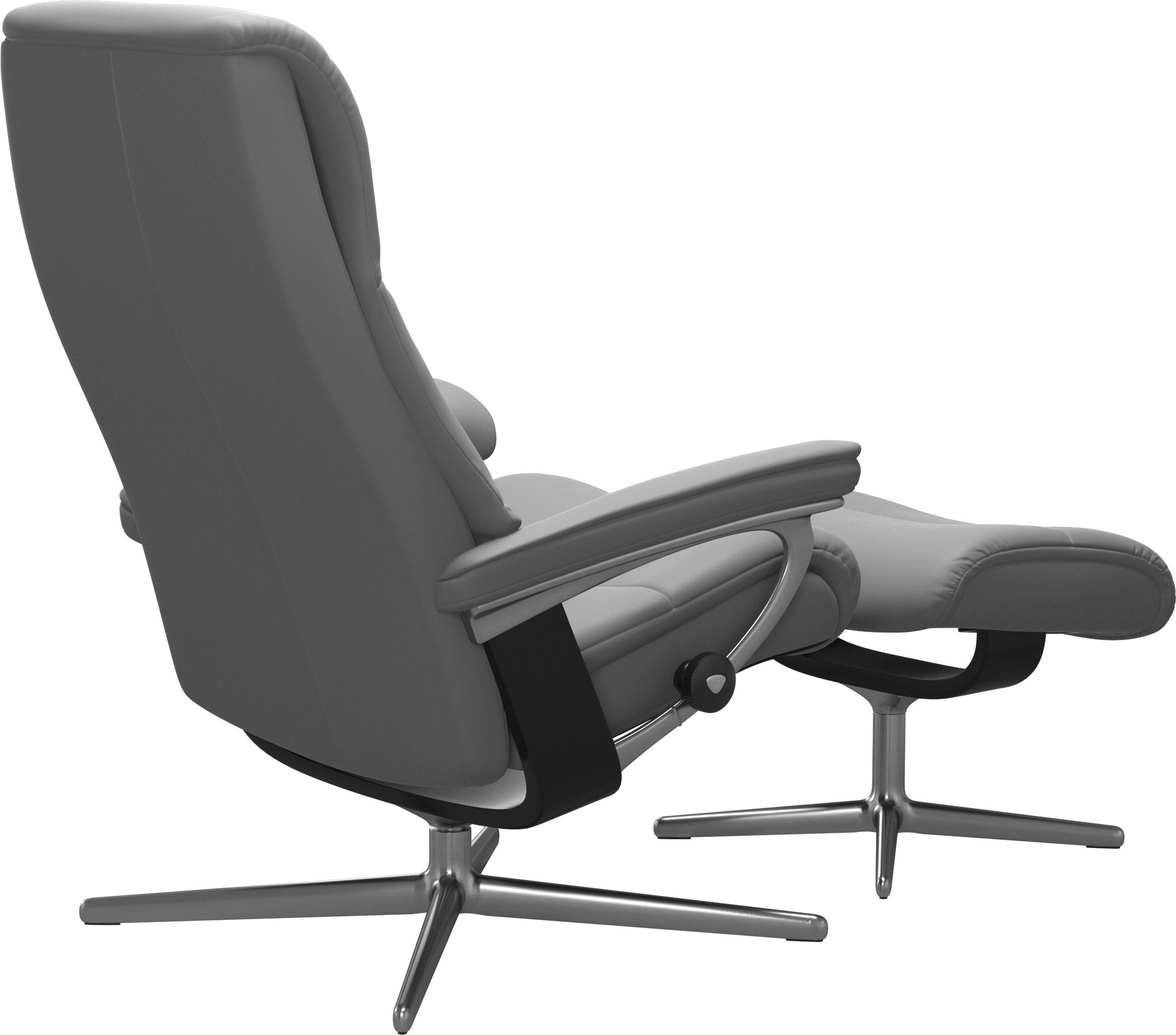 Stressless® Relaxsessel »View«, (Set, Relaxsessel mit Hocker), mit Hocker, mit Cross Base, Größe S, M & L, Holzakzent Schwarz