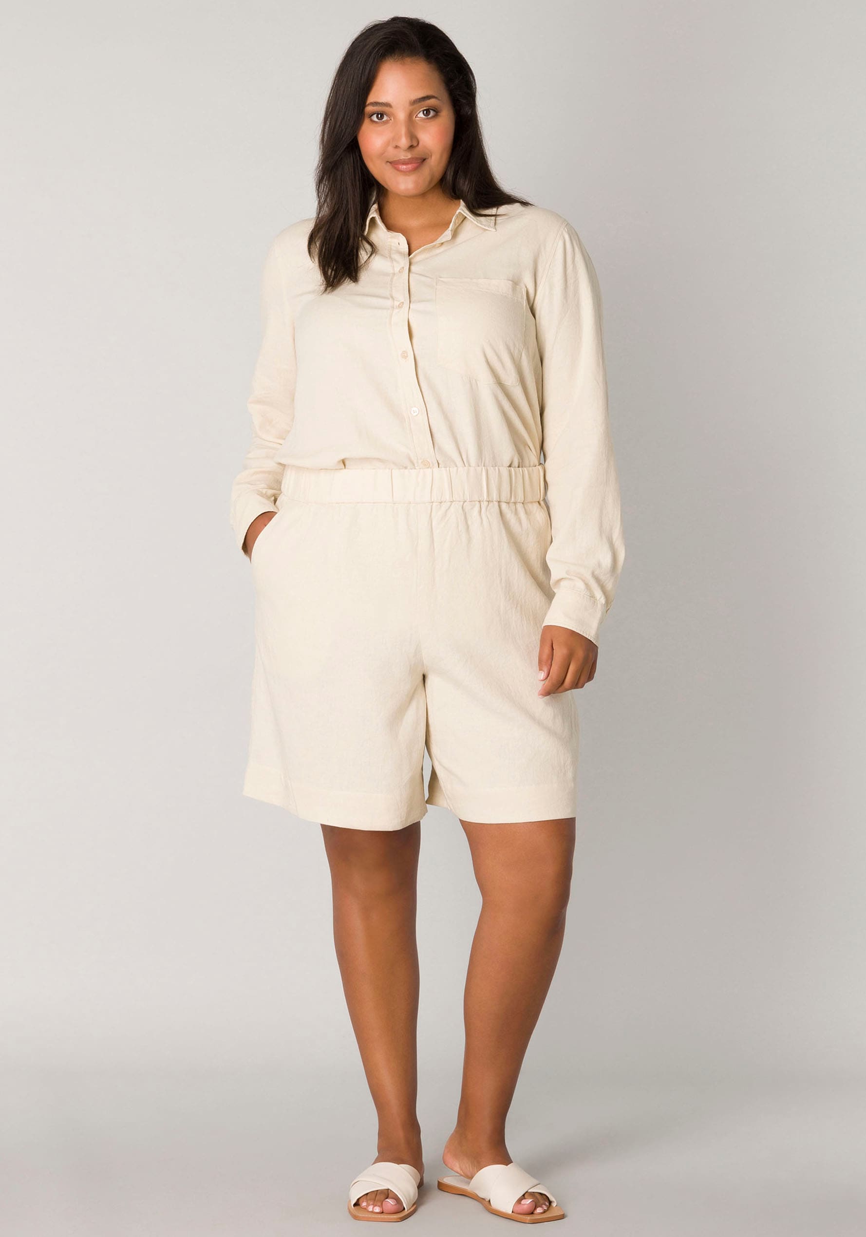 Base Level Curvy Relaxshorts »YARDAN«, aus Leinen und Viskose und mit elastischem Bund