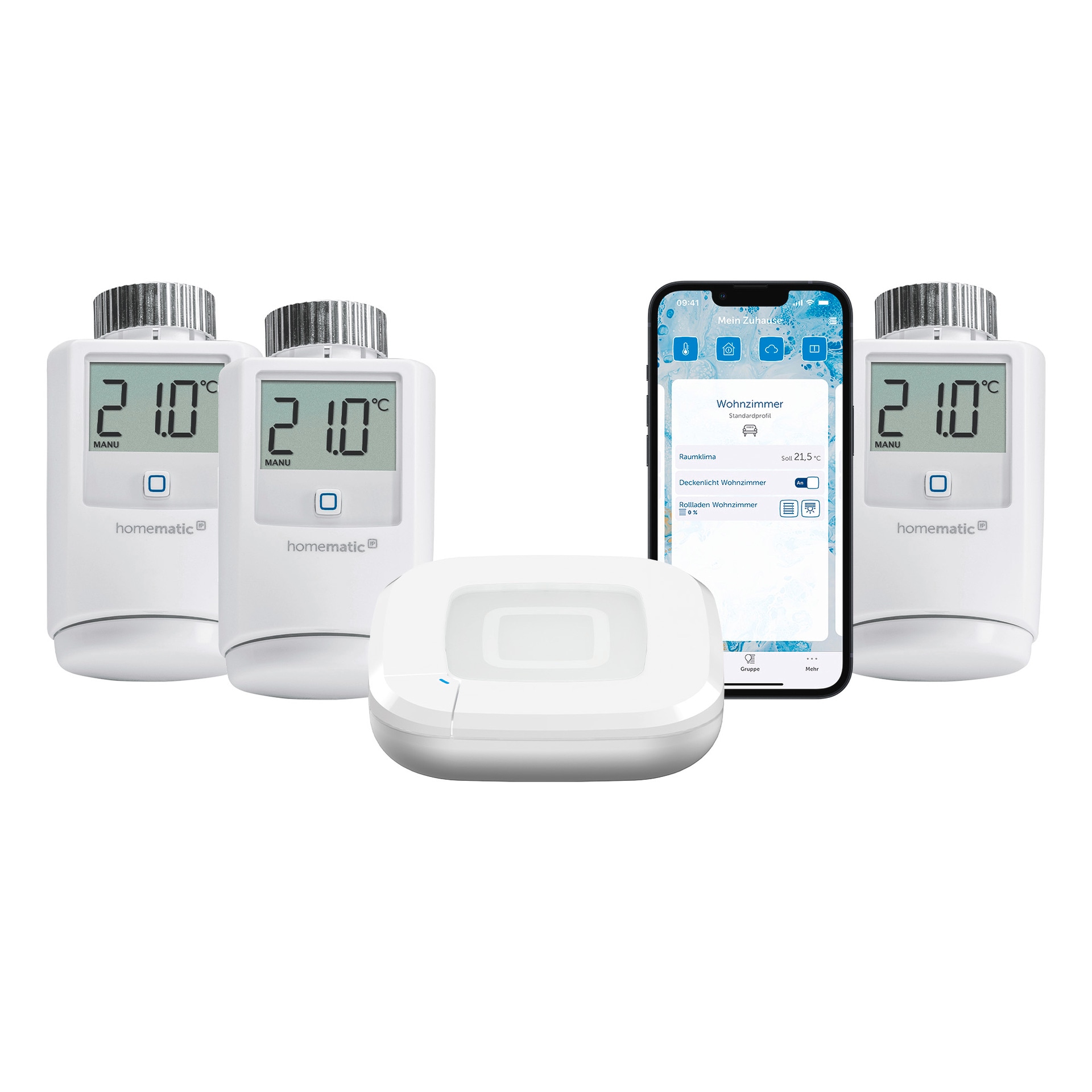Homematic IP, Heizkörperthermostat »Starter Bundle Heizen für 3 Heizkörper«, Weiß, Kunststoff, Kompaktes Design für eine flexible Platzierung