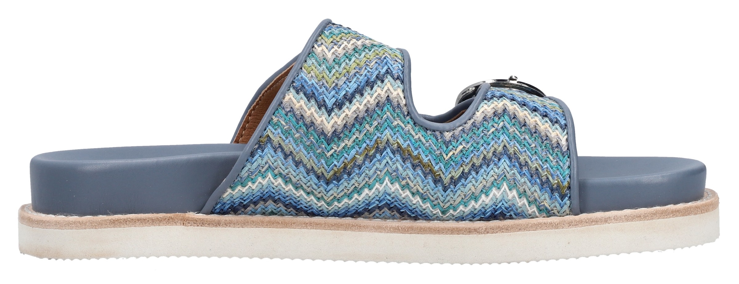 Rieker Pantolette, Sommerschuh, Strandschuh, Urlaubsschuh, Schlappen in Flecht-Optik
