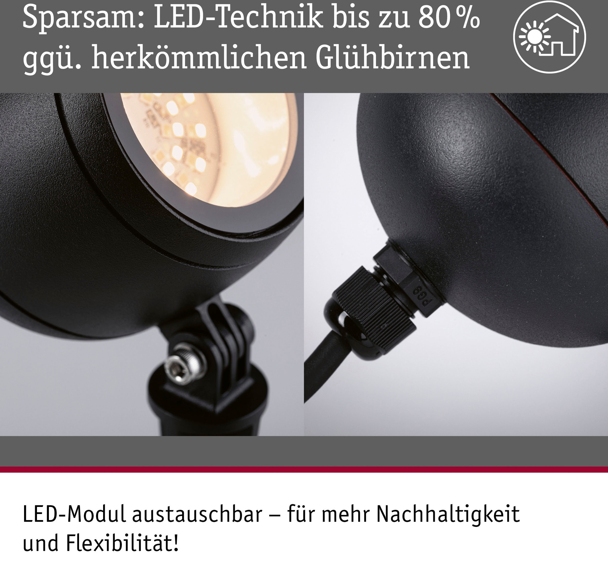 Paulmann LED Gartenleuchte »Outdoor 230V Spot Kikolo Insect friendly ZigBee«, 1 flammig, Insektenfreundlich