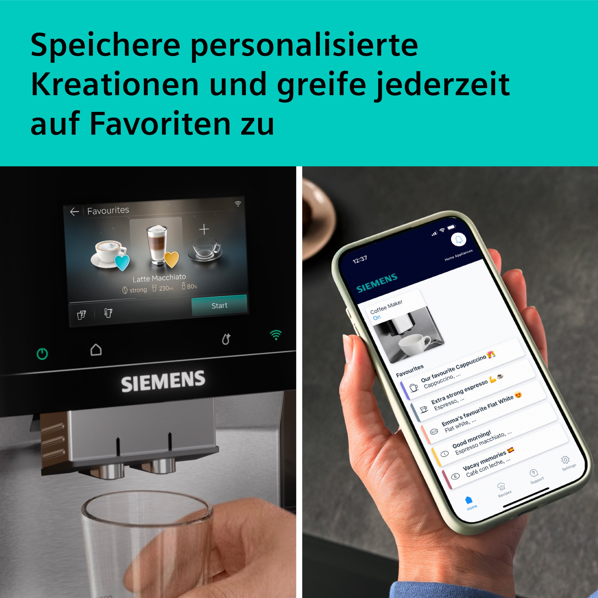 SIEMENS Kaffeevollautomat »TQ727D03« farbiges Full-Touch-Display, Doppeltassenfunktion, sehr leise, schwarz