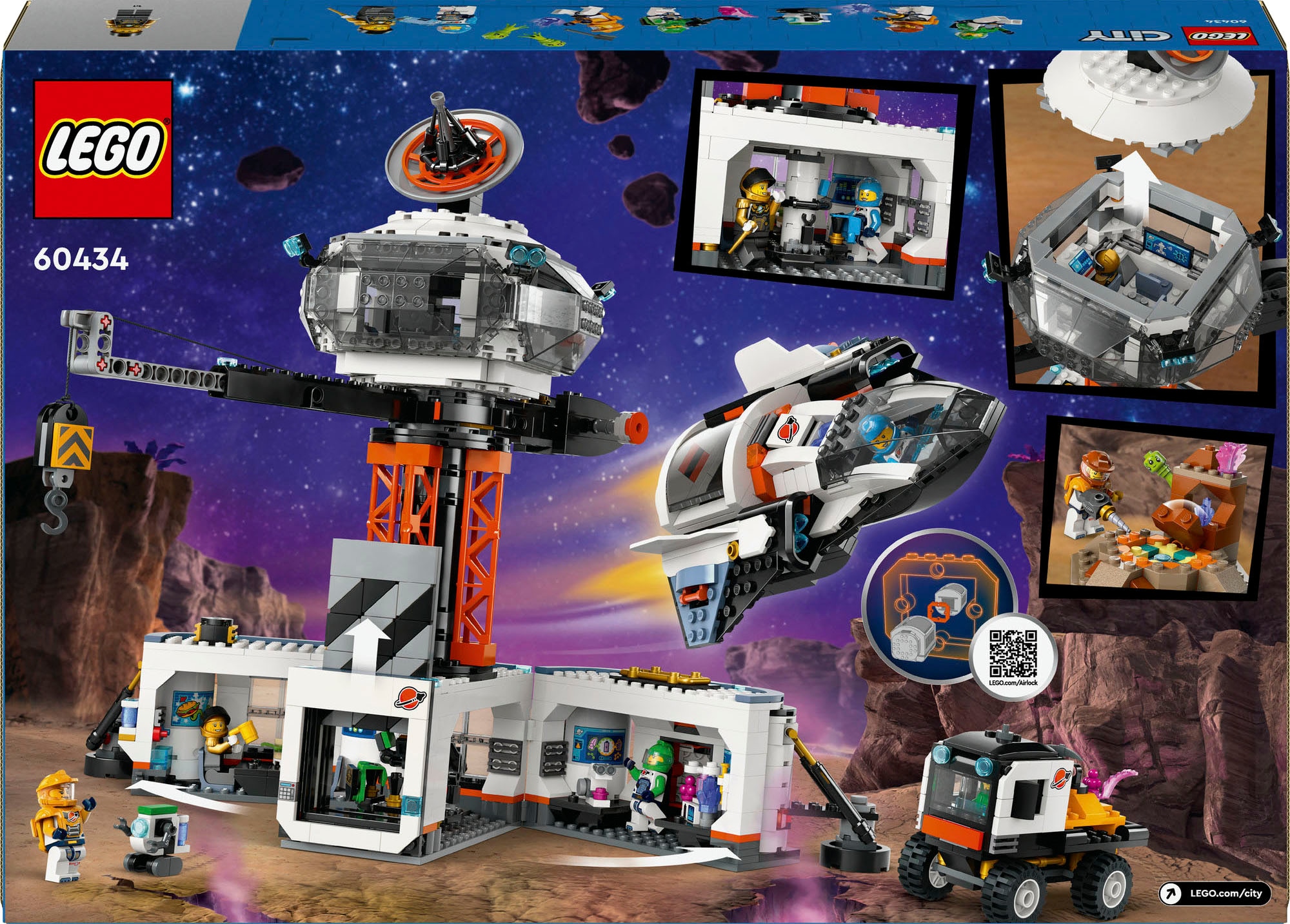 LEGO® Konstruktionsspielsteine »Raumbasis mit Startrampe (60434), LEGO City«, (1422 St.), Made in Europe